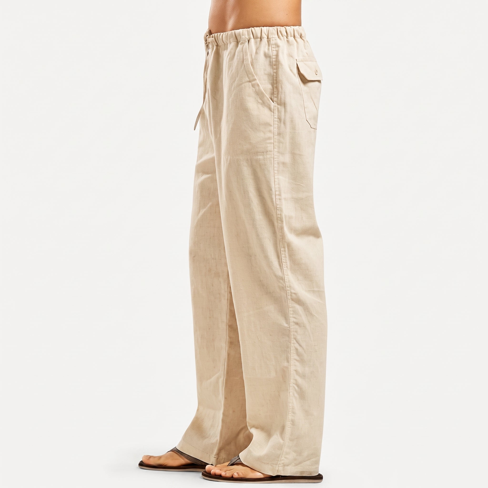 Charlie - Men's Summer Wide Leg Straight Casual Trousers - Men pants - Khaki - Taylor & Bennett