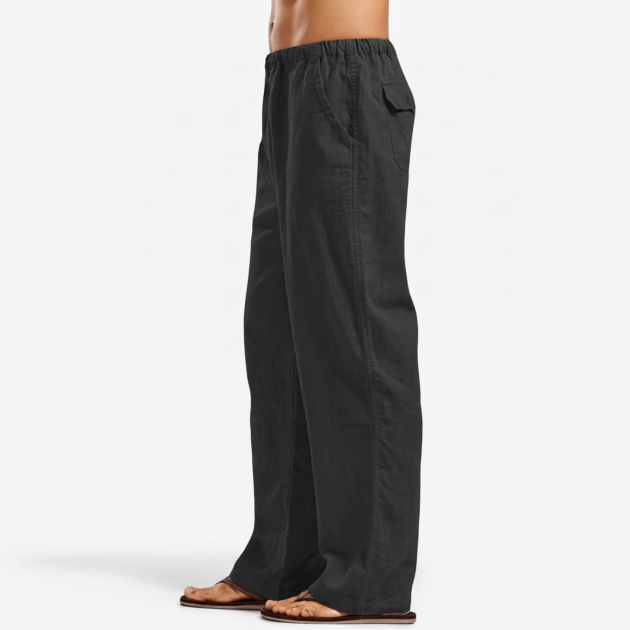 Charlie - Men's Summer Wide Leg Straight Casual Trousers - Men pants - Black - Taylor & Bennett