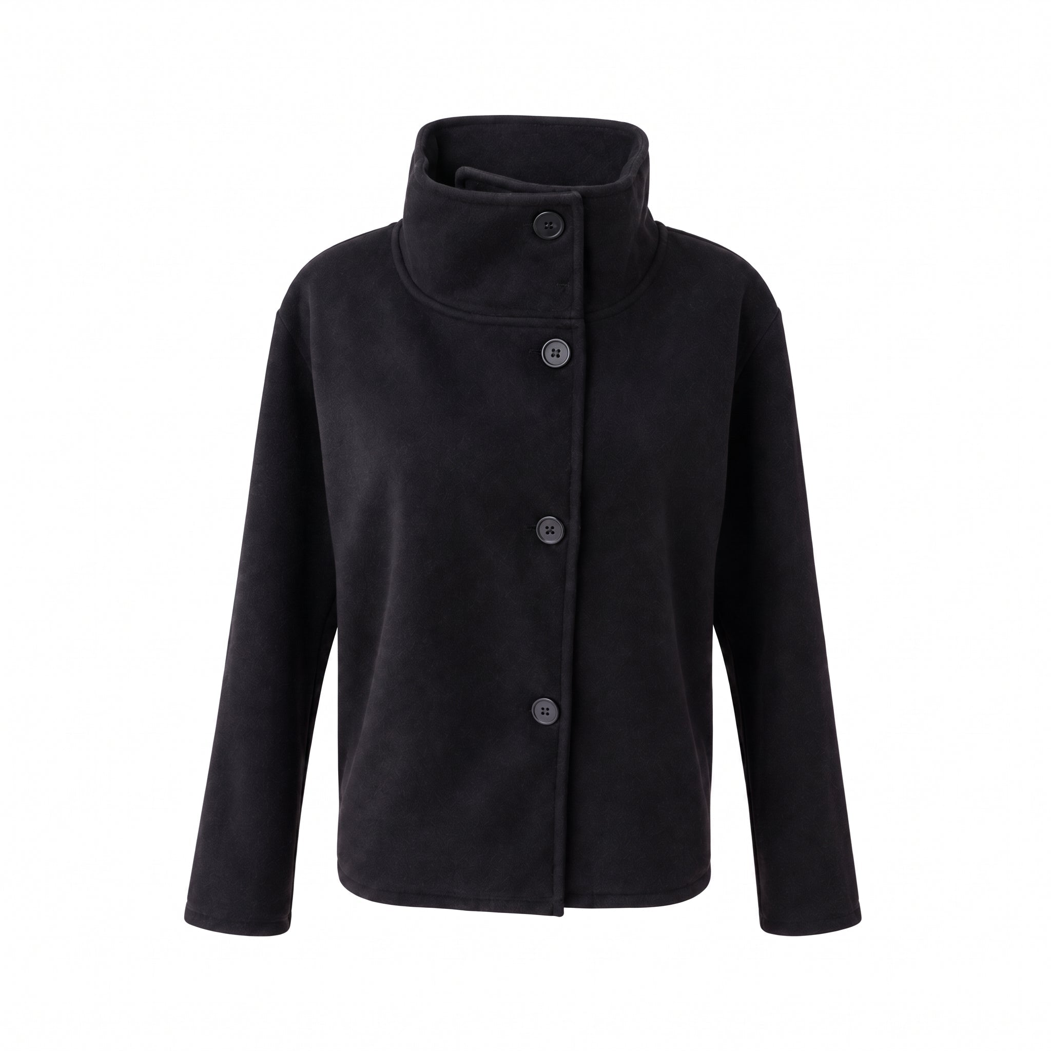 Charlotte - Women's Boxy Cropped Funnel Neck Coat - Overcoats - Black - Taylor & Bennett