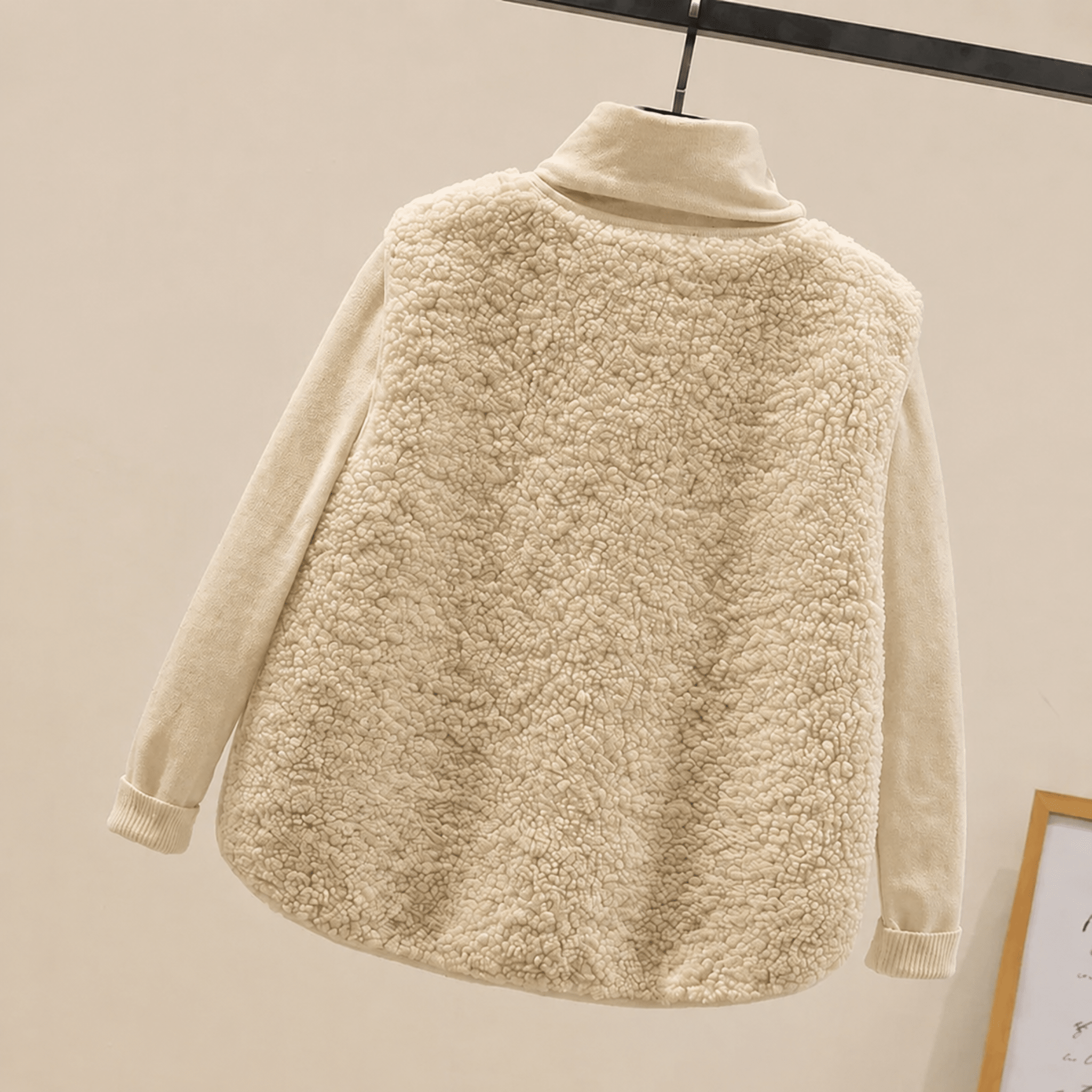 Charlotte - Women's Cropped Collarless Teddy Gilet - Vests - Cream - Taylor & Bennett