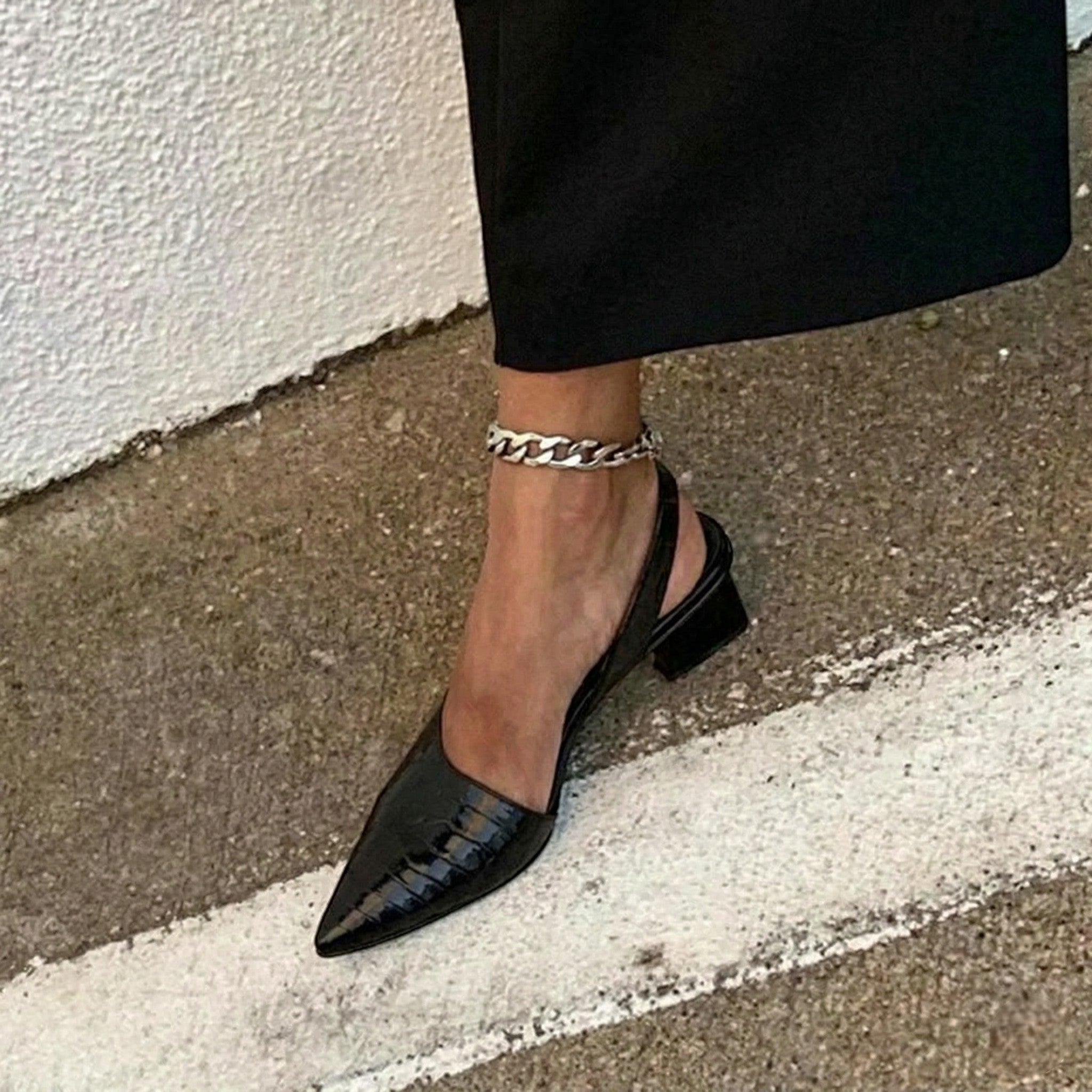 Charlotte - Women's Pointed Toe Slingback Heels - Sandals - Black - Taylor & Bennett