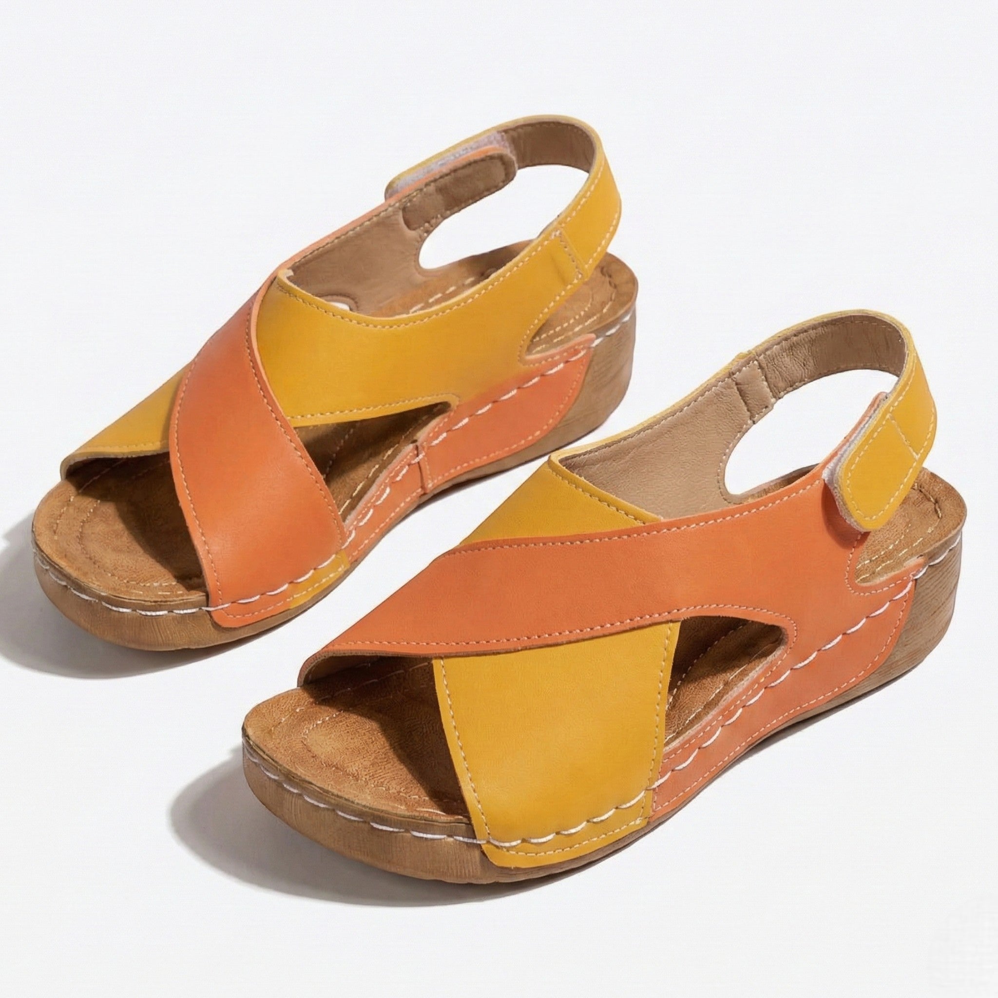 Charlotte - Women's Sandals with Arch Support and Wedge Heel - Sandals - Orange - Taylor & Bennett