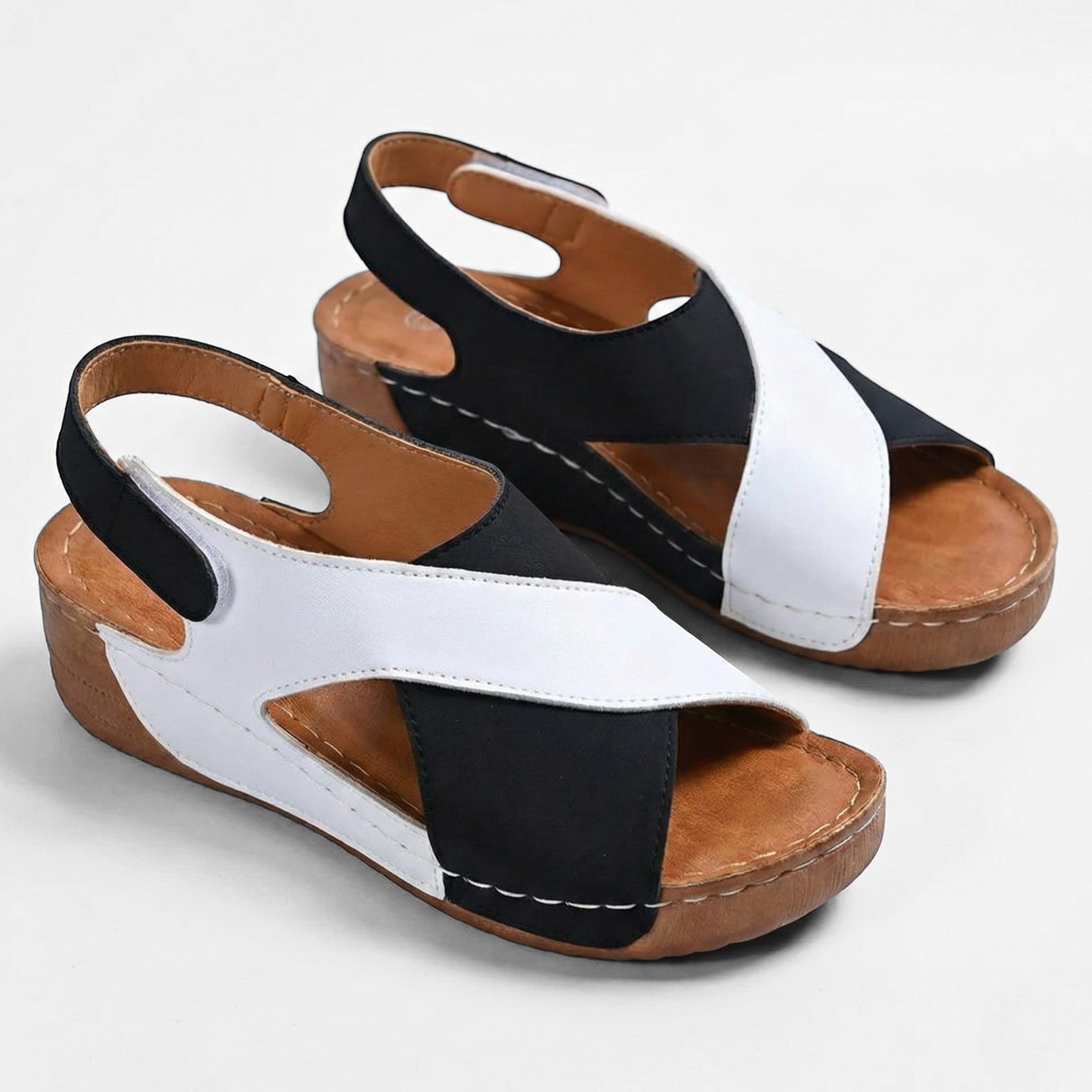 Charlotte - Women's Sandals with Arch Support and Wedge Heel - Sandals - Black - Taylor & Bennett