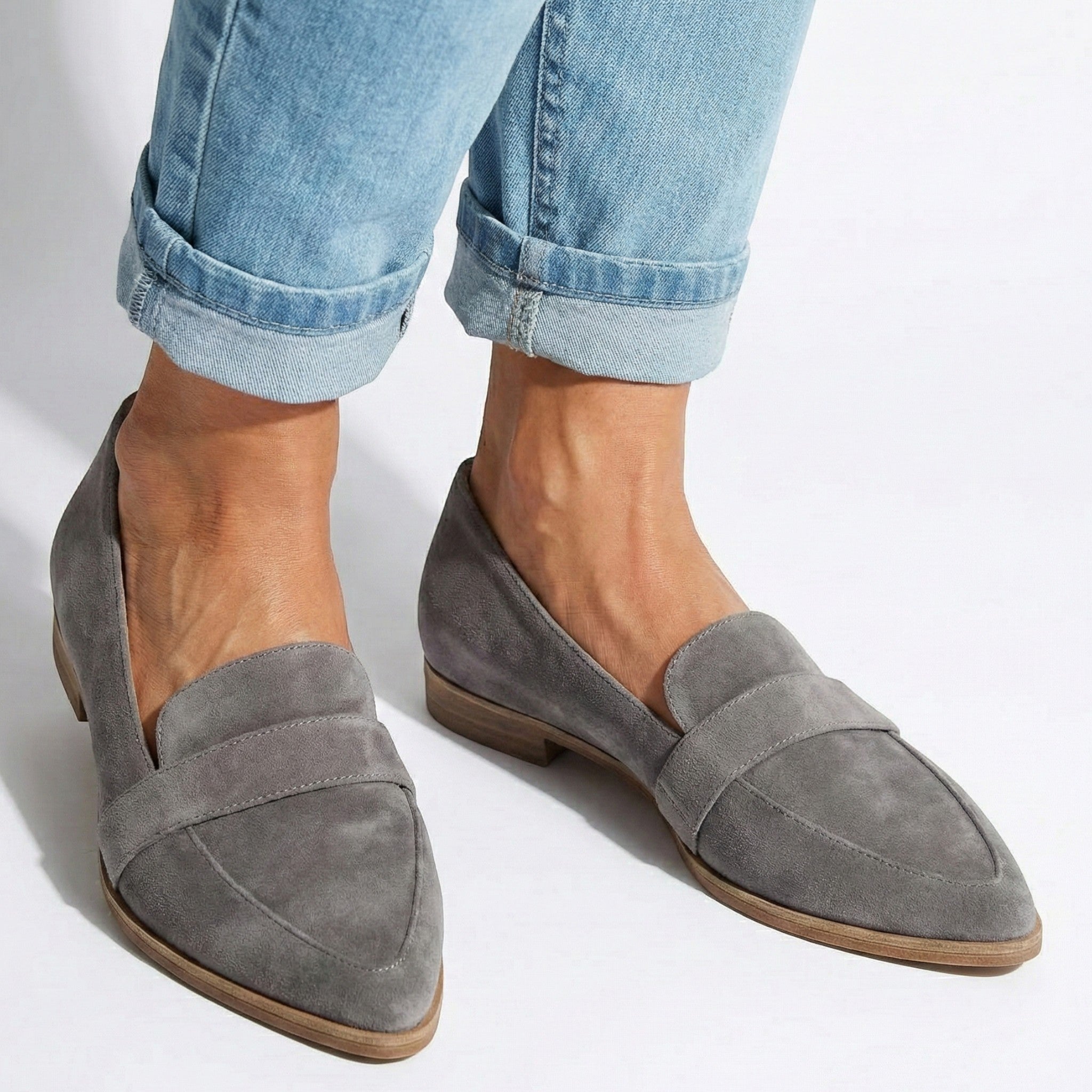 Charlotte - Women's Slip - on Loafers with Contoured Insole - Loafers - Grey - Taylor & Bennett