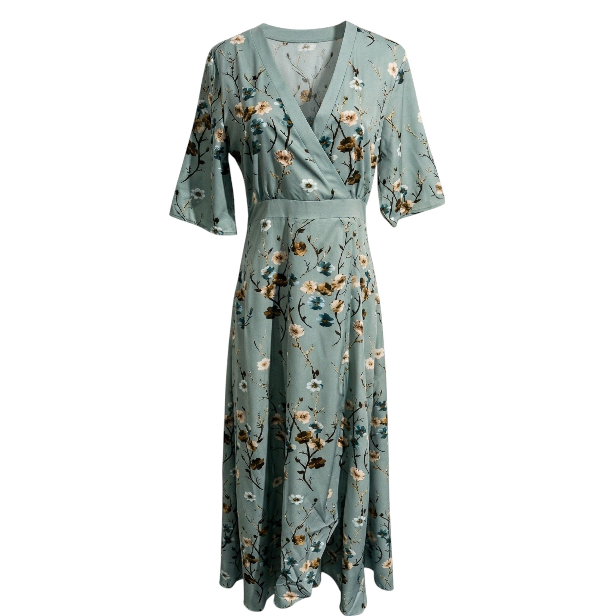 Charlotte - Women's Summer Print Wrap Maxi Dress - Maxi Dress - Green - Taylor & Bennett
