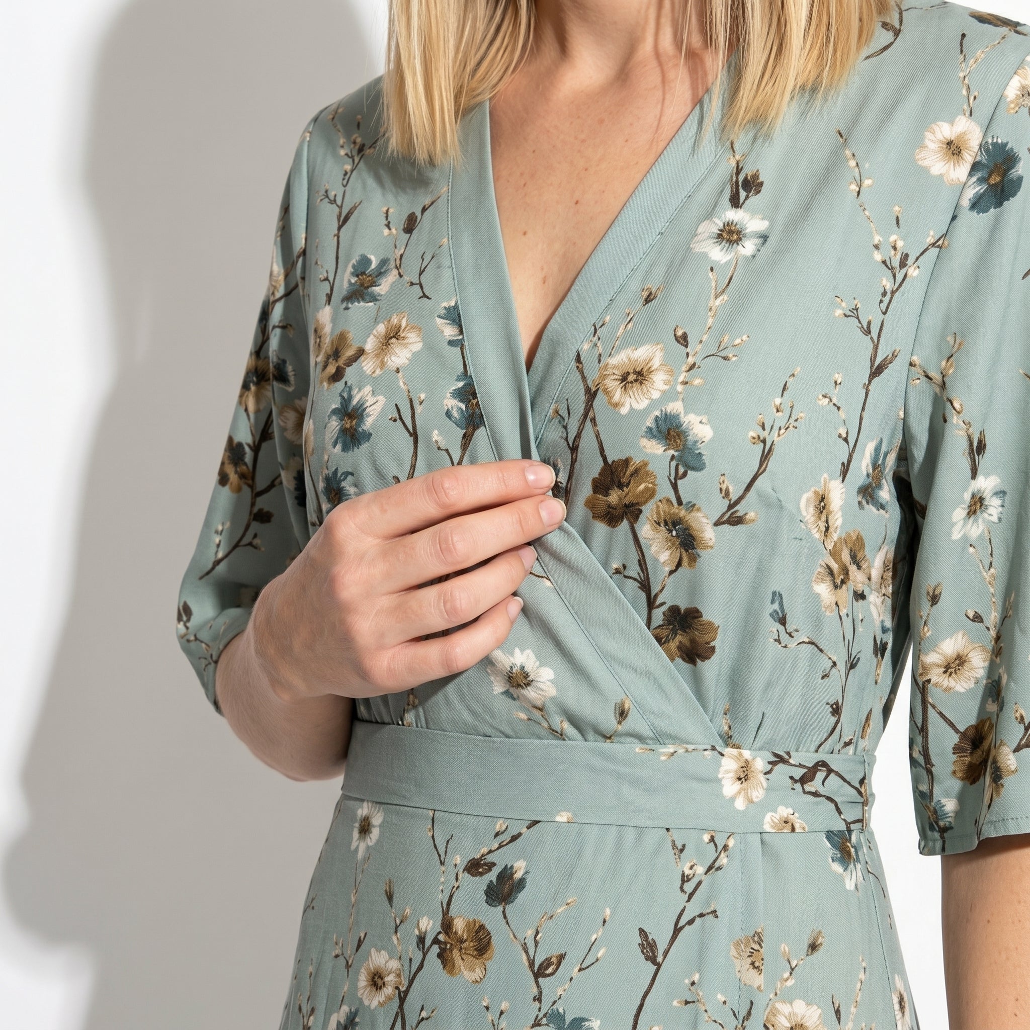 Charlotte - Women's Summer Print Wrap Maxi Dress - Maxi Dress - Green - Taylor & Bennett