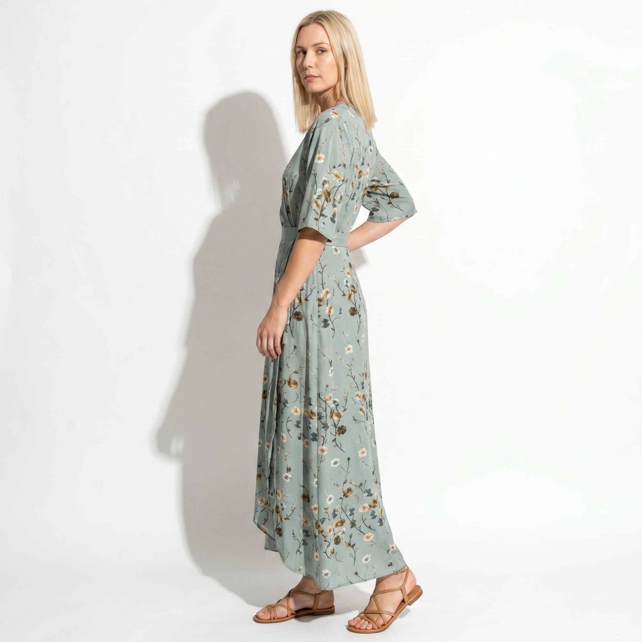 Charlotte - Women's Summer Print Wrap Maxi Dress - Maxi Dress - Green - Taylor & Bennett