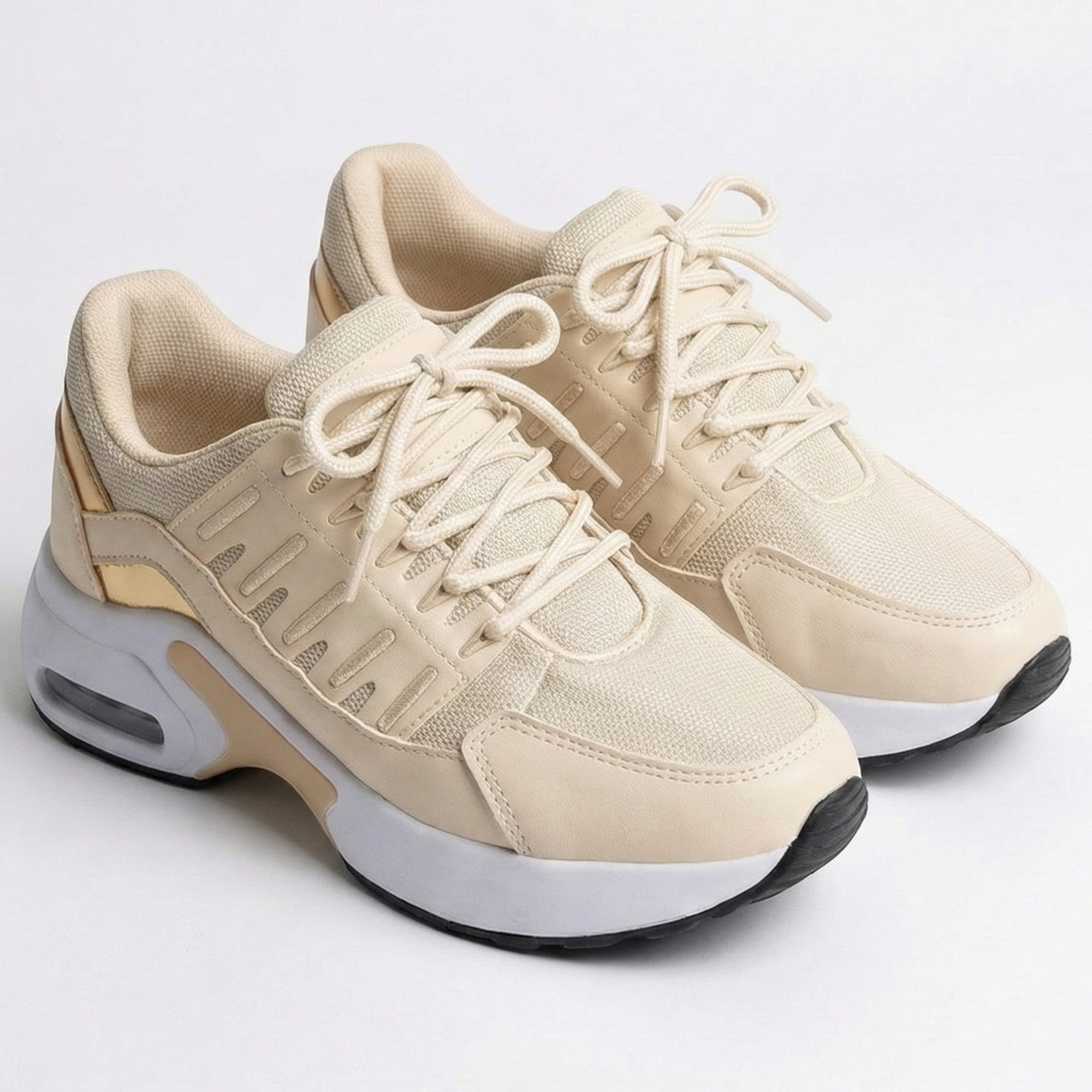 Chloe - Women's Comfortable Cushioned Lace - Up Shoes - Shoes - Beige - Taylor & Bennett