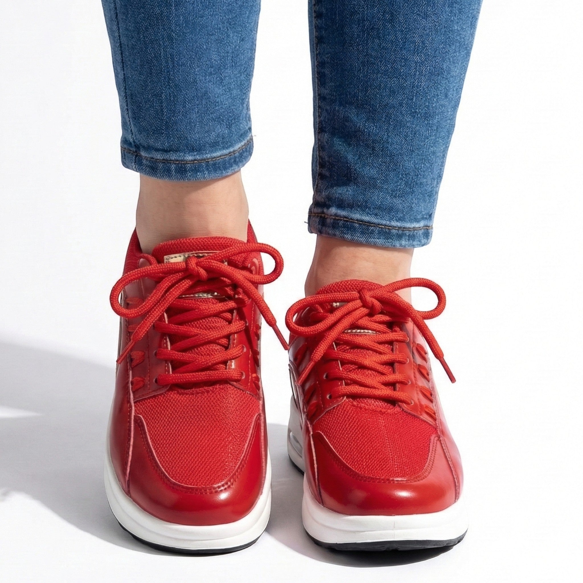 Chloe - Women's Comfortable Cushioned Lace - Up Shoes - Shoes - Red - Taylor & Bennett