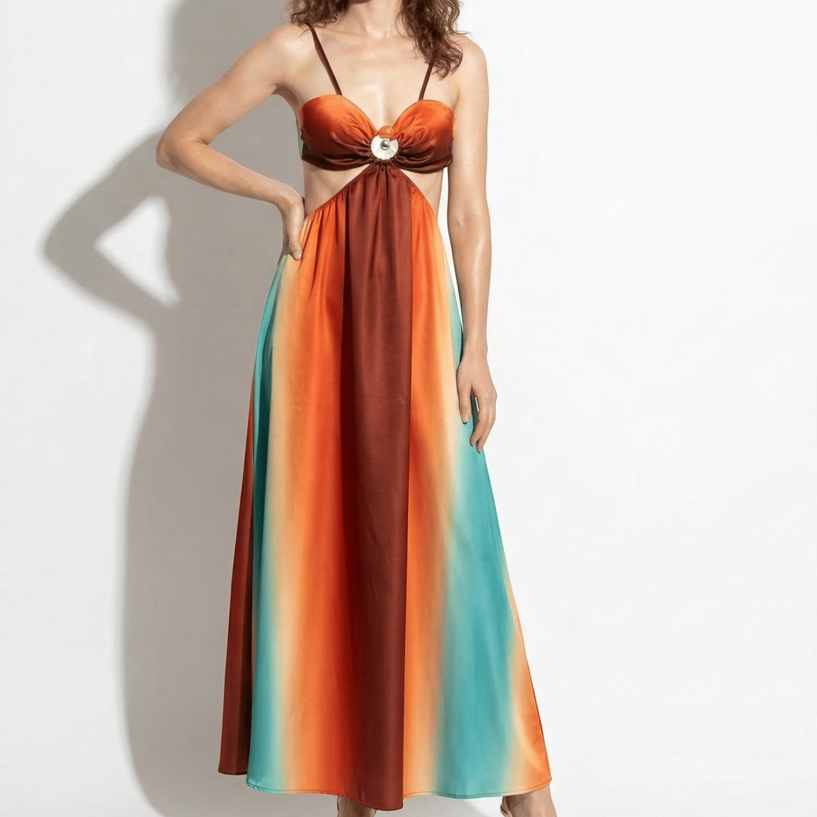 Chloe - Women's Cut - Out Back Tie - Up Maxi Dress - Maxi Dresses - Orange - Taylor & Bennett