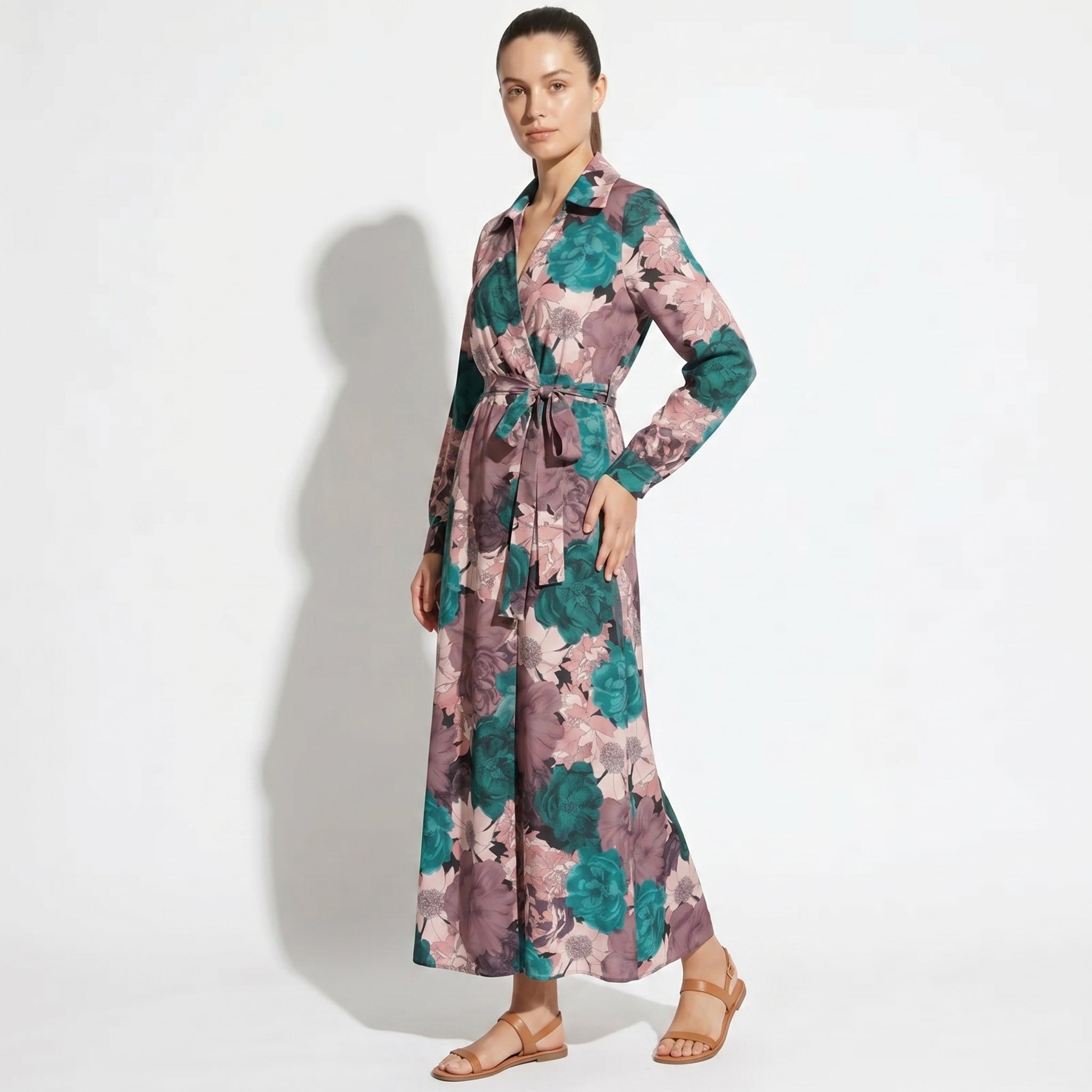 Chloe - Women's Summer Maxi Dress with Waist Tie - Maxi Dress - Dark Green - Taylor & Bennett