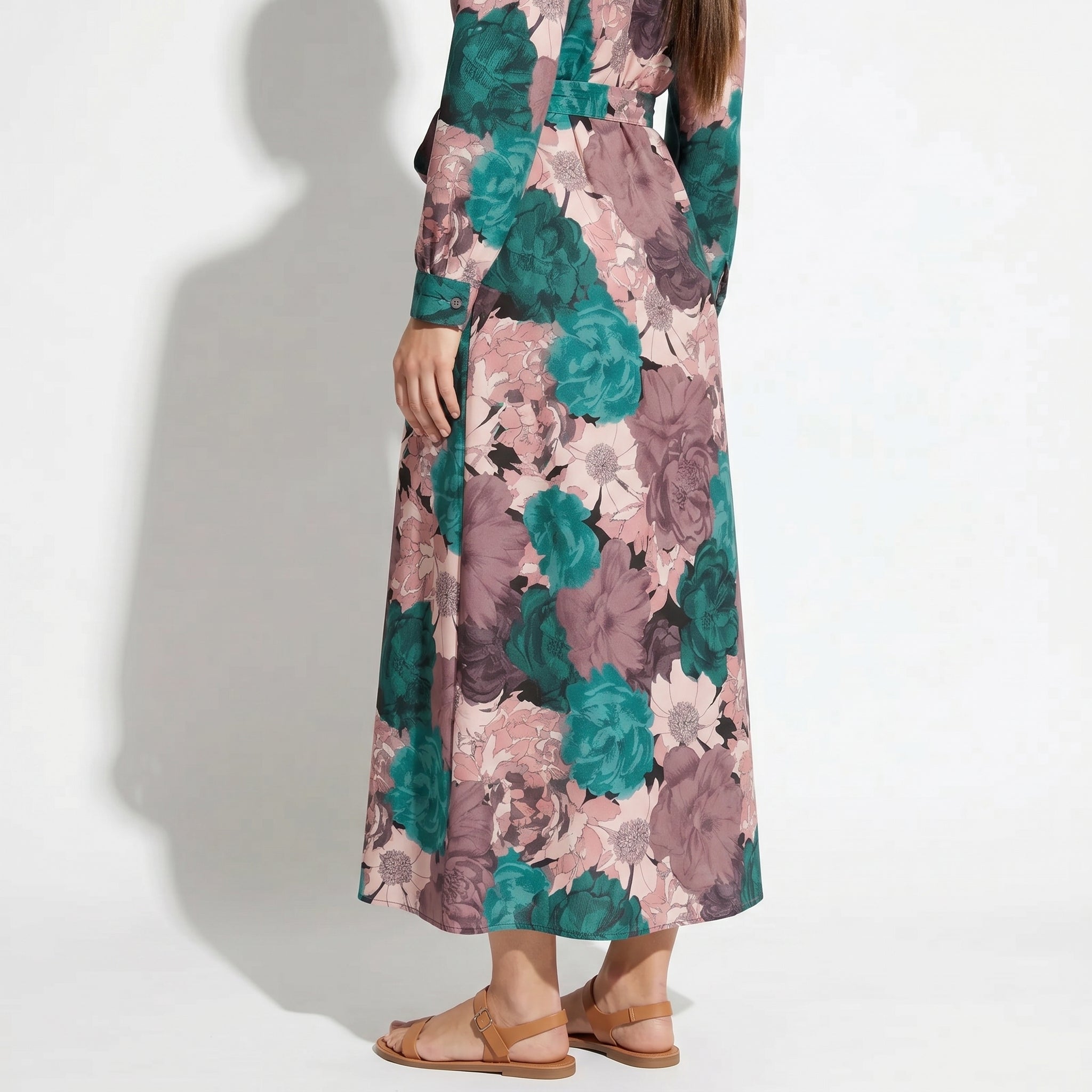 Chloe - Women's Summer Maxi Dress with Waist Tie - Maxi Dress - Dark Green - Taylor & Bennett