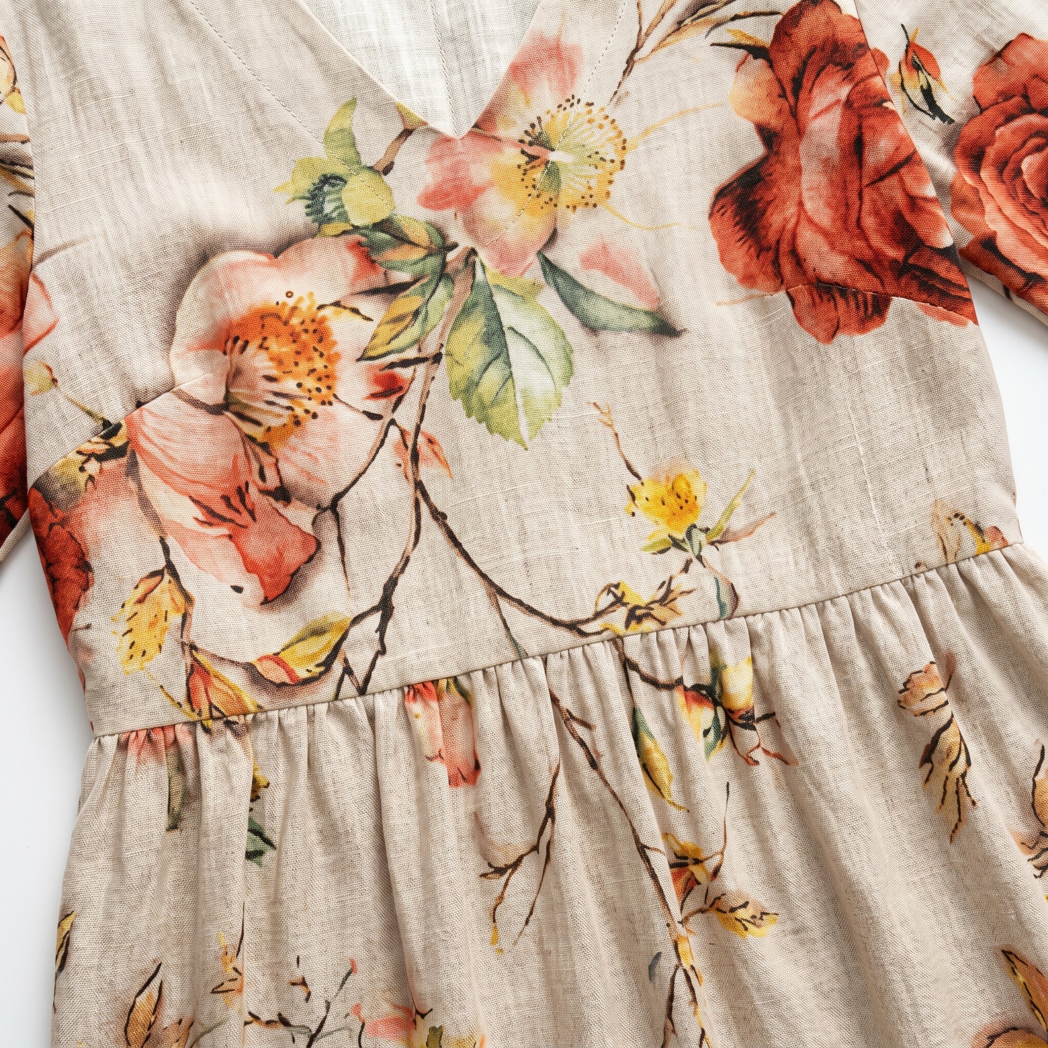 Chloe - Women's V - Neck Printed Maxi Dress - Dress - Beige - Taylor & Bennett