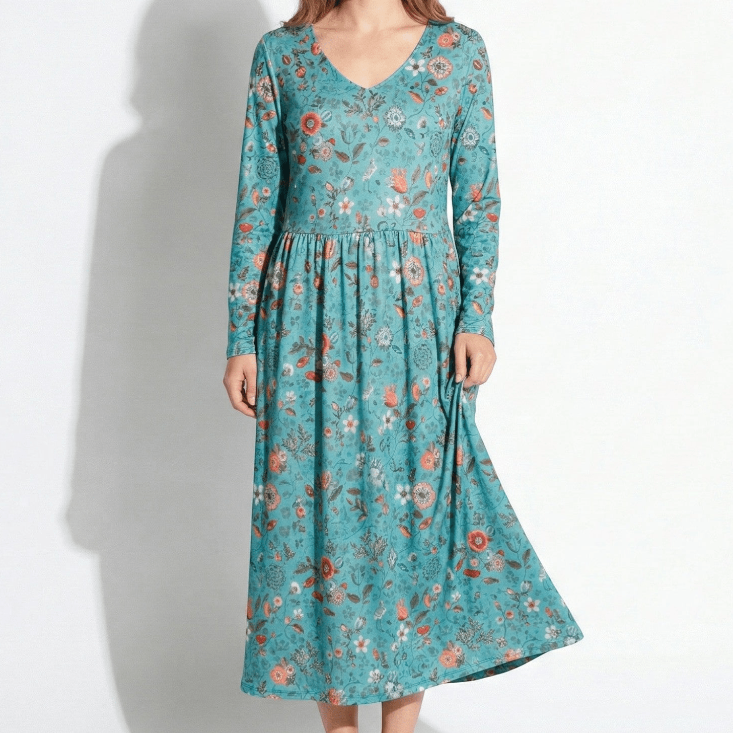 Chloe - Women's V - Neck Printed Maxi Dress - Dress - Green - Taylor & Bennett
