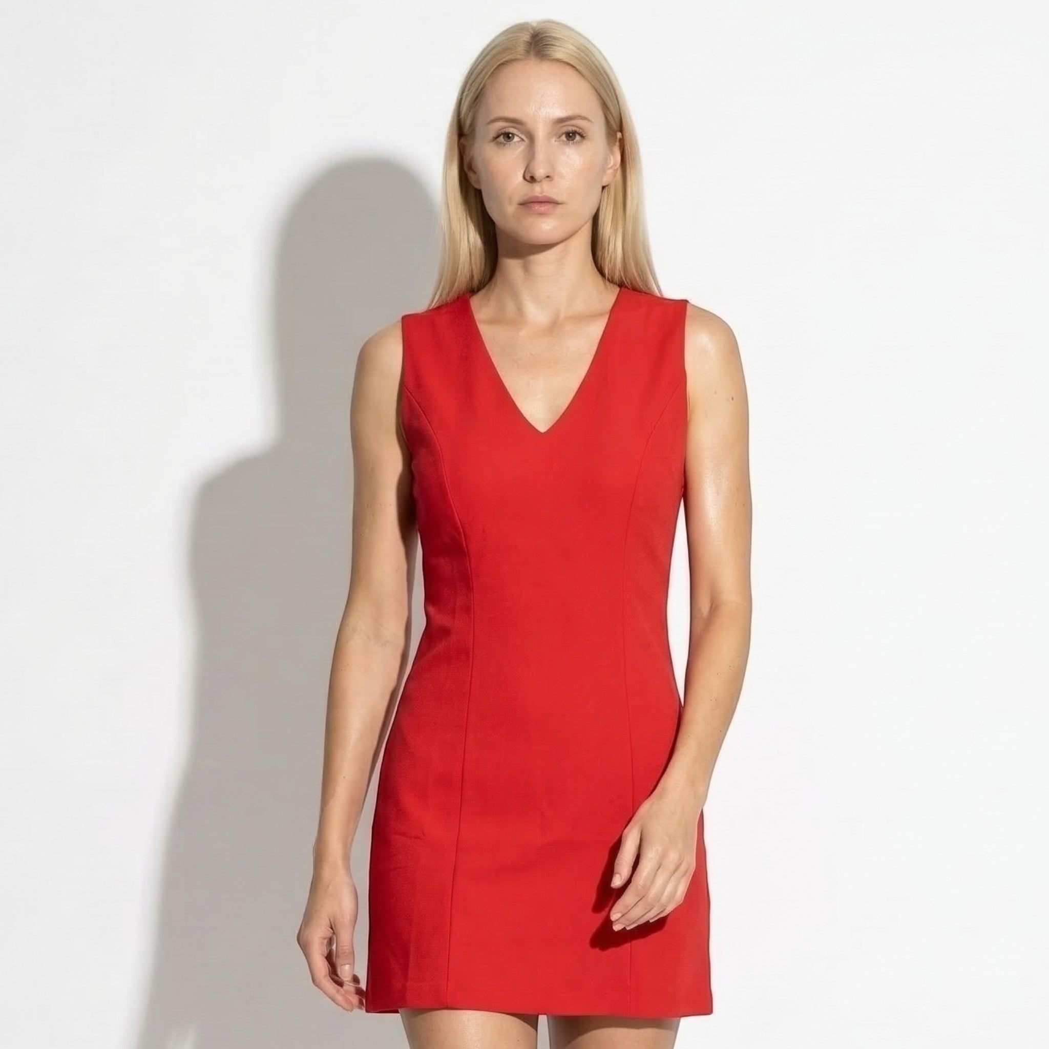 Chloe - Women's V - Neck Sleeveless Mini Dress - Mini Dress - Red - Taylor & Bennett