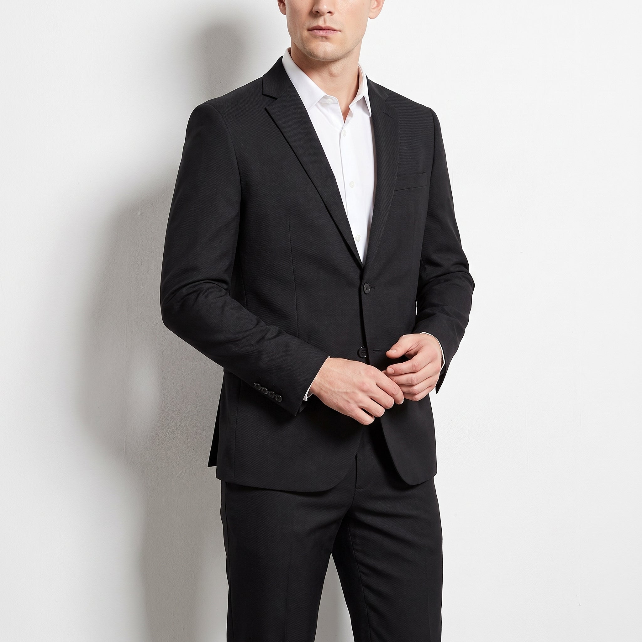 Christof - Men's Slim Fit Notch Lapel Two-Piece Wedding Guest Suit - 2 Piece Men Suits - Black - Taylor & Bennett