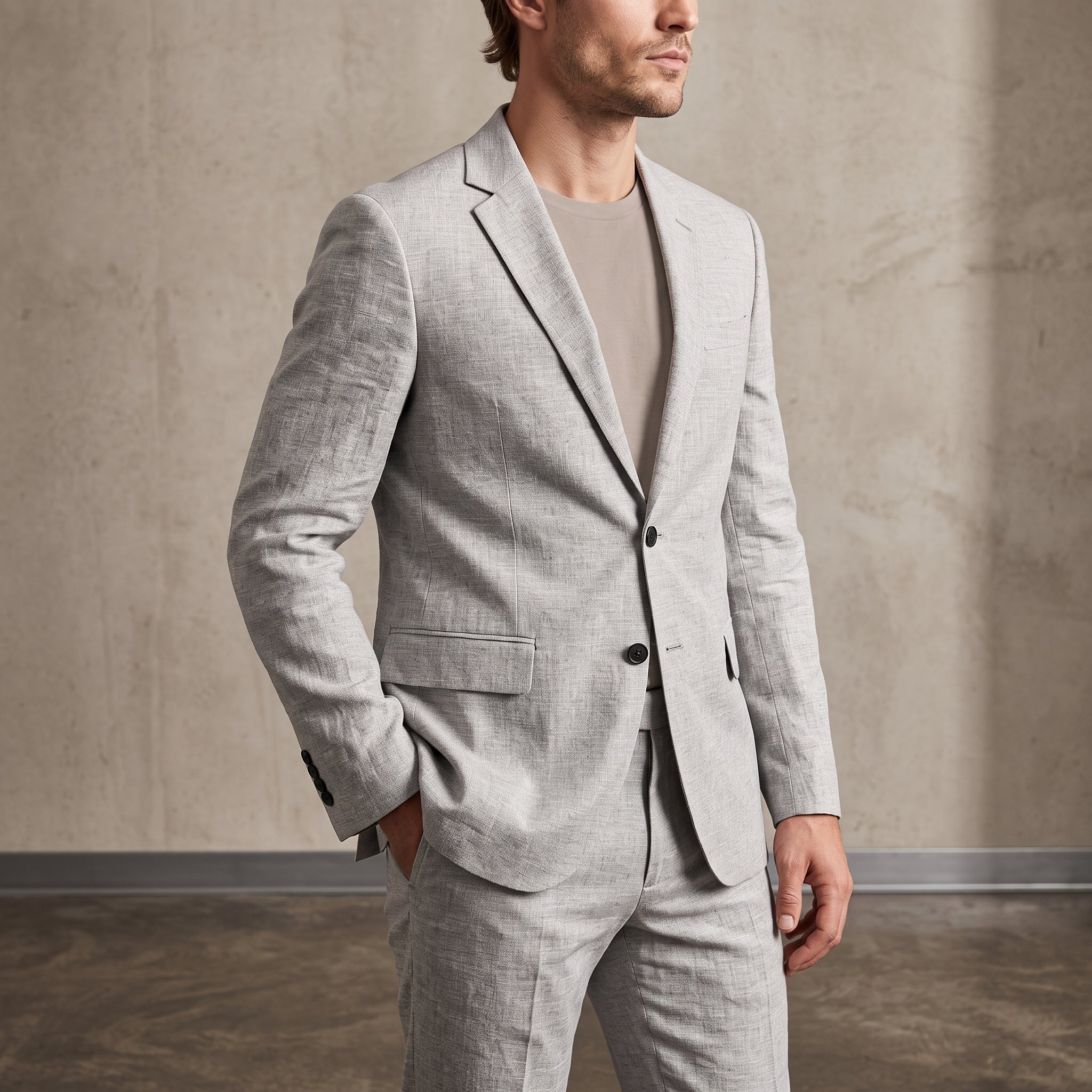 Christof - Men's Slim Fit Notch Lapel Two-Piece Wedding Guest Suit - 2 Piece Men Suits - Grey - Taylor & Bennett