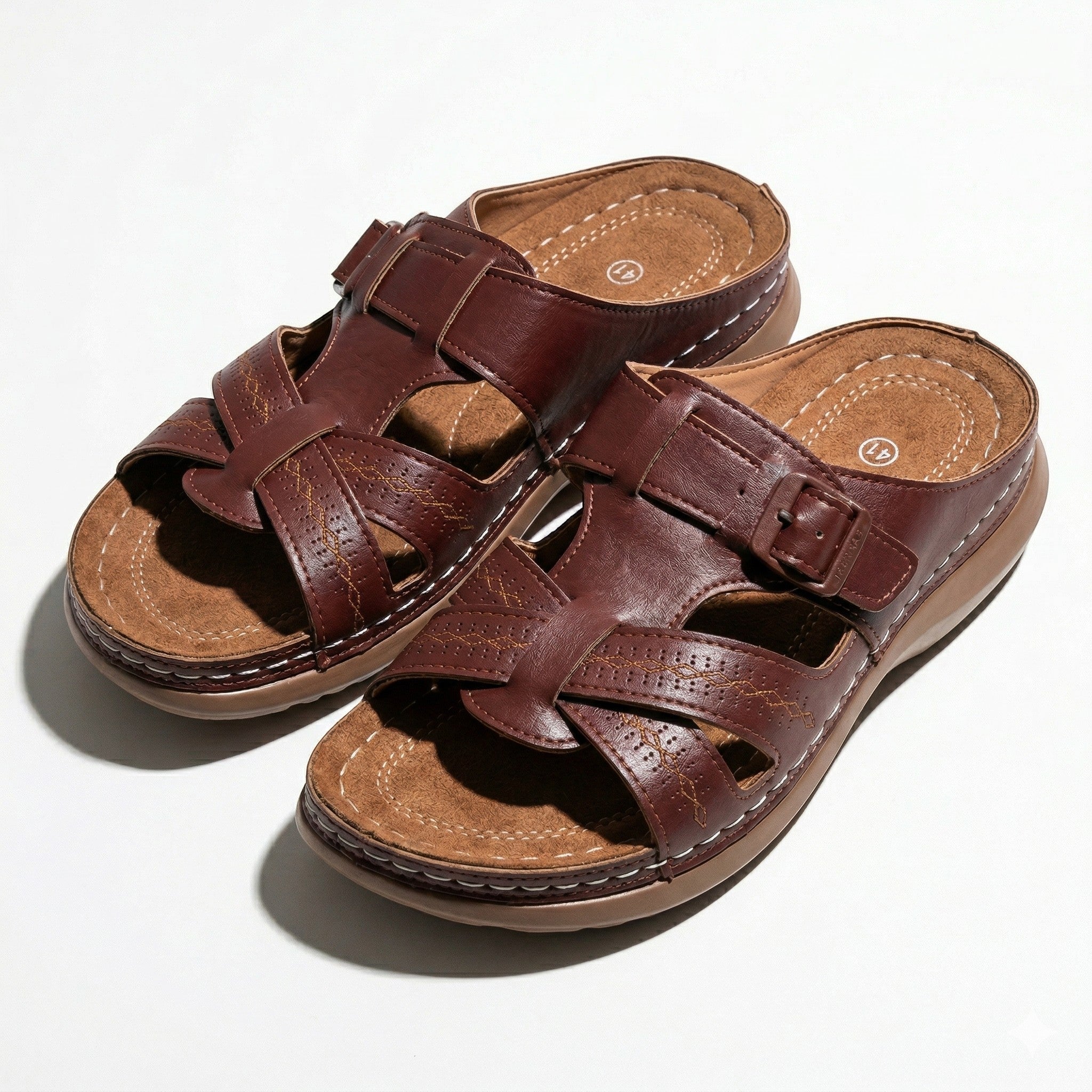 Claire - Women's Orthopaedic Strap Sandals - Sandals - Dark Brown - Taylor & Bennett