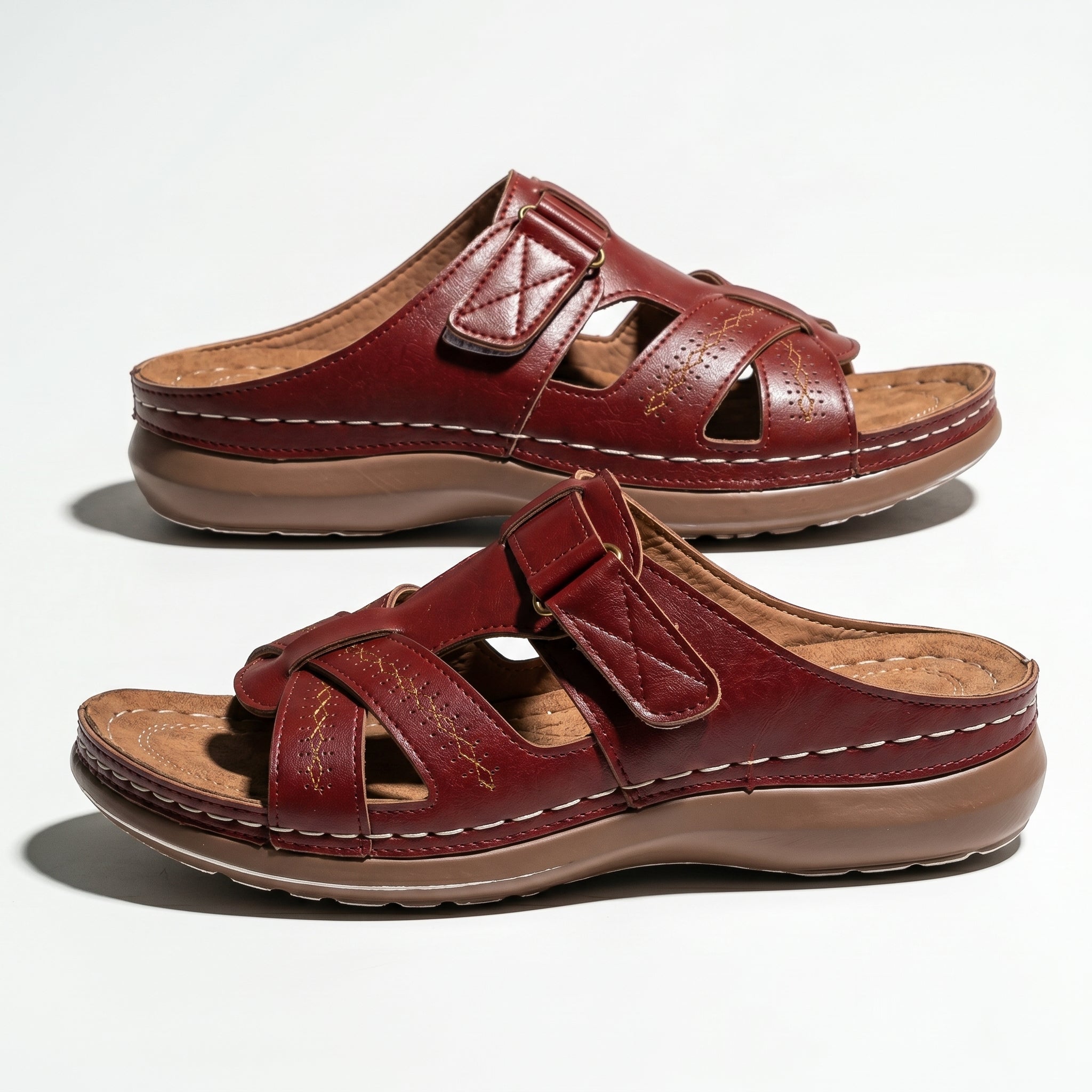 Claire - Women's Orthopaedic Strap Sandals - Sandals - Red - Taylor & Bennett