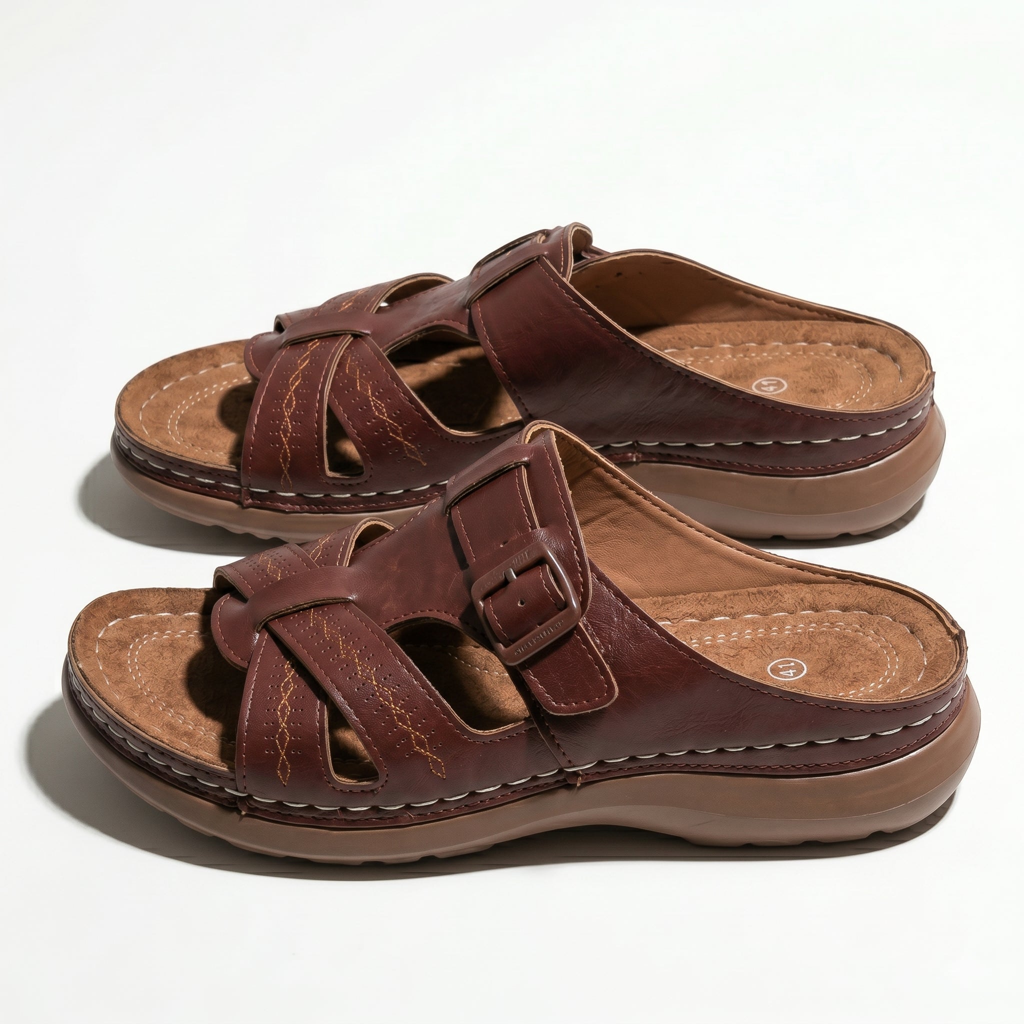 Claire - Women's Orthopaedic Strap Sandals - Sandals - Dark Brown - Taylor & Bennett