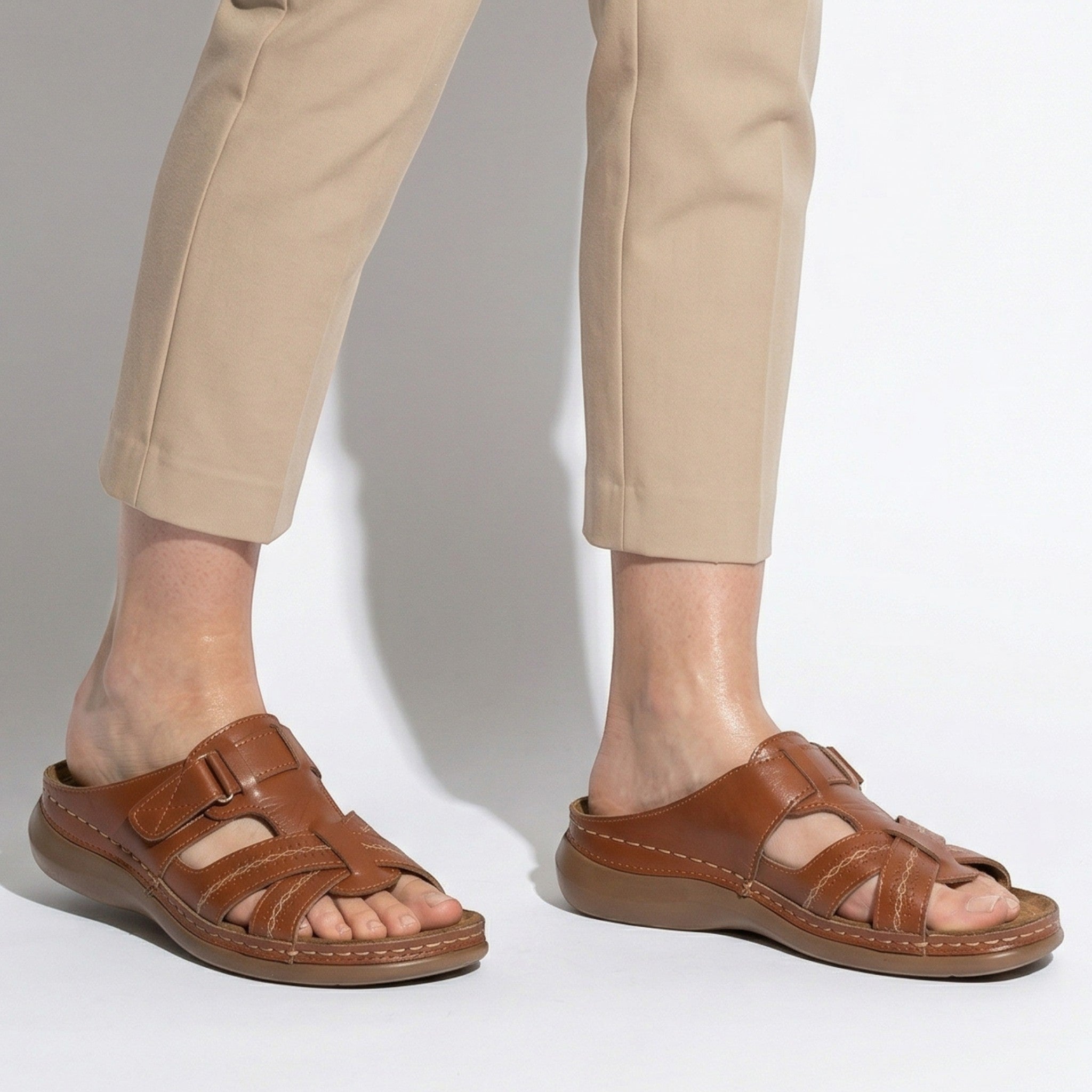 Claire - Women's Orthopaedic Strap Sandals - Sandals - Brown - Taylor & Bennett