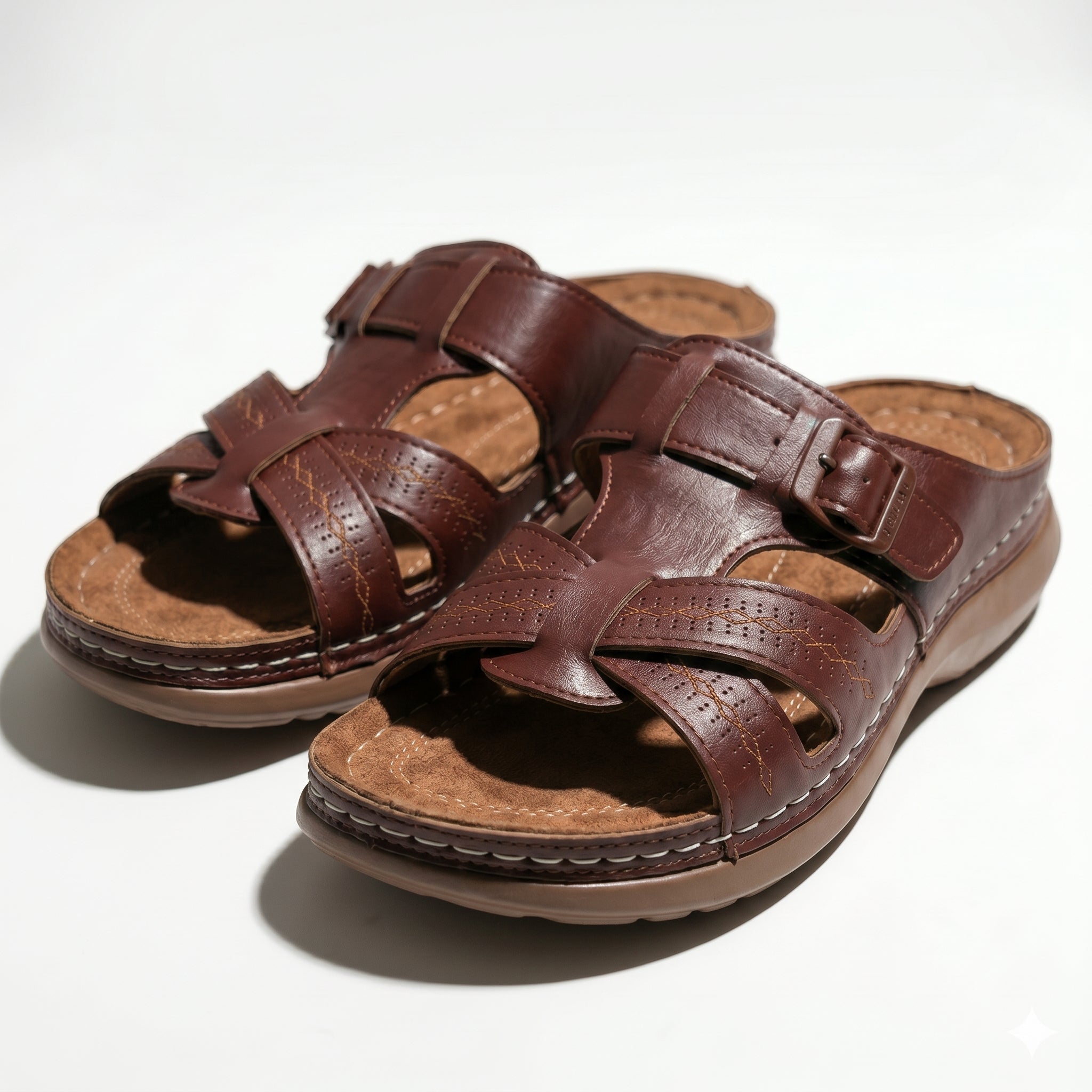 Claire - Women's Orthopaedic Strap Sandals - Sandals - Dark Brown - Taylor & Bennett