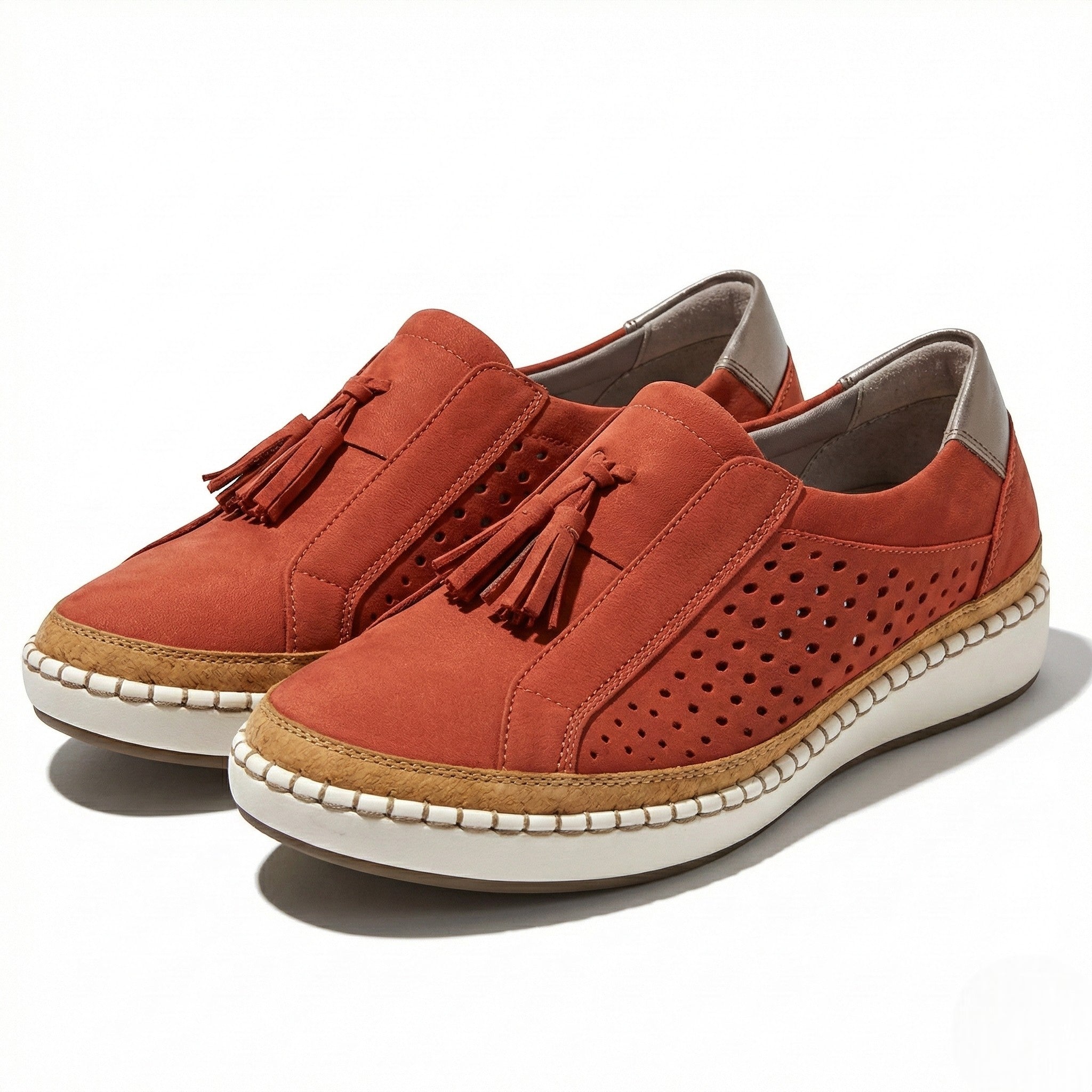 Claire - Women's Perforated Slip - On Shoes - Shoes - Red - Taylor & Bennett