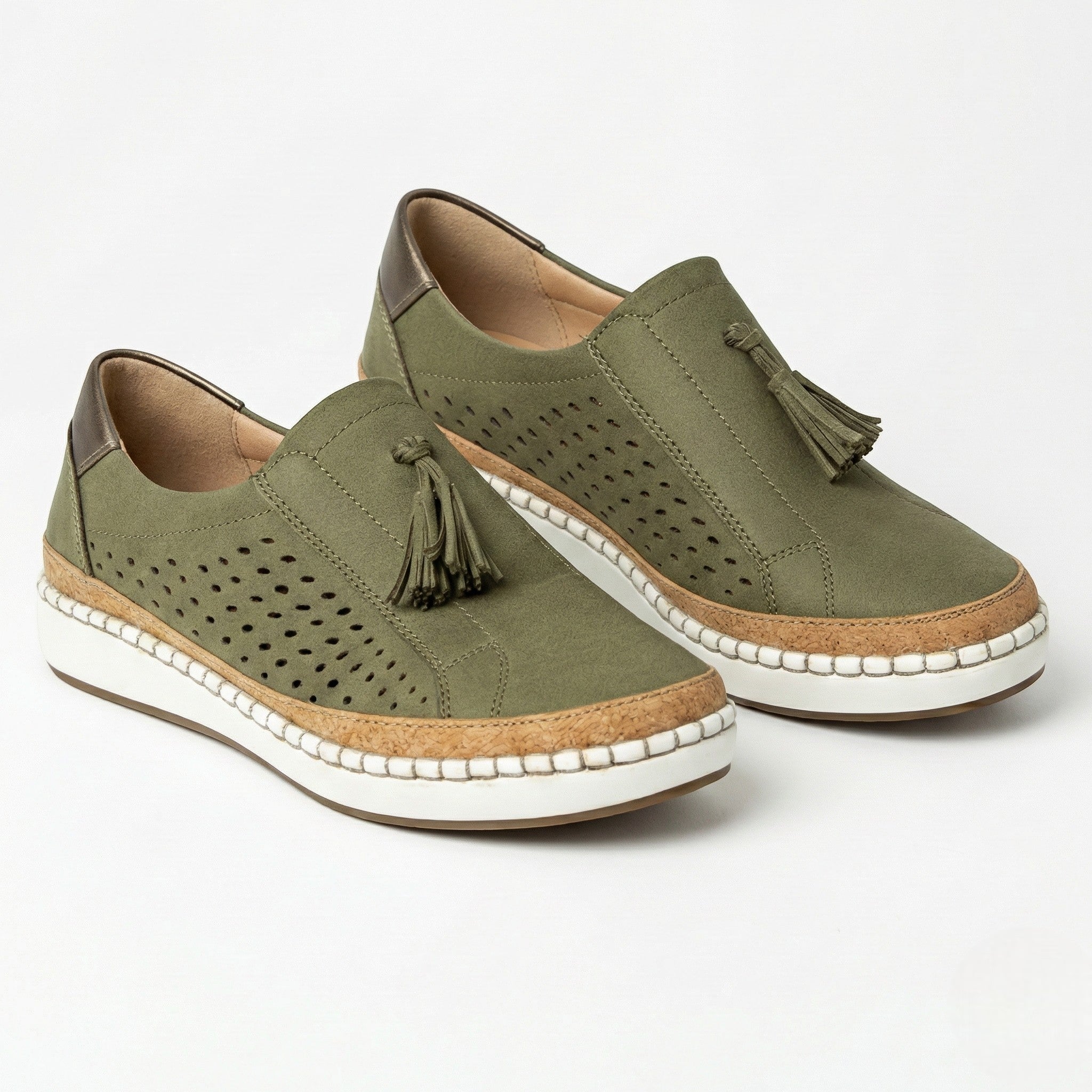 Claire - Women's Perforated Slip - On Shoes - Shoes - Green - Taylor & Bennett
