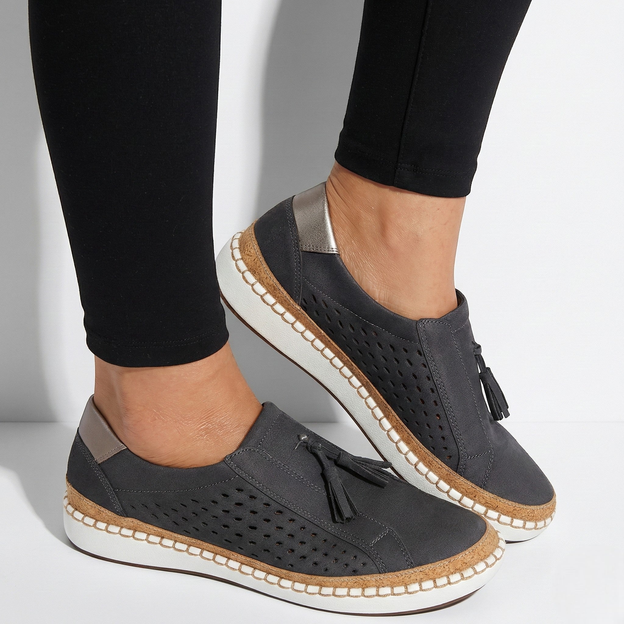 Claire - Women's Perforated Slip - On Shoes - Shoes - Black - Taylor & Bennett