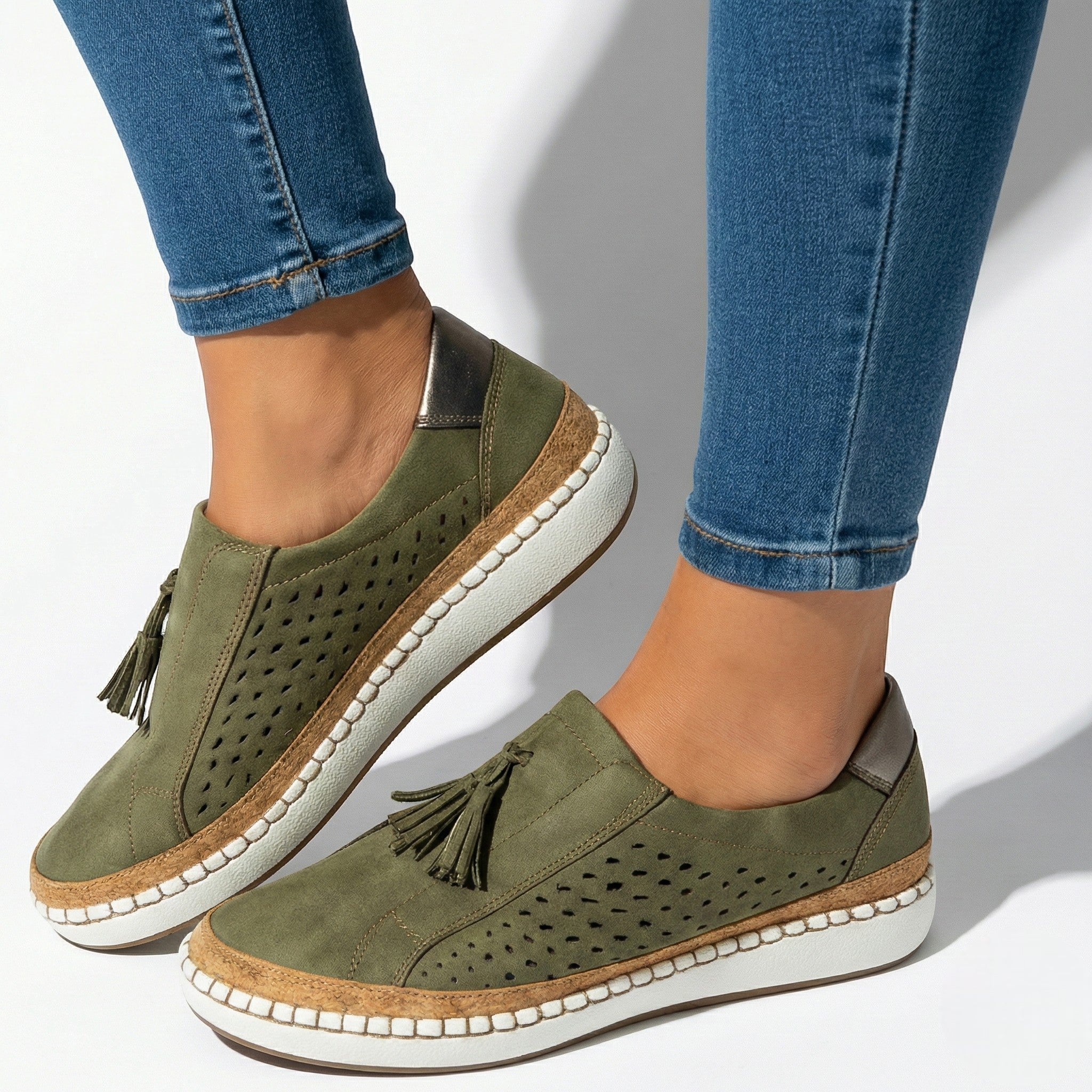 Claire - Women's Perforated Slip - On Shoes - Shoes - Green - Taylor & Bennett
