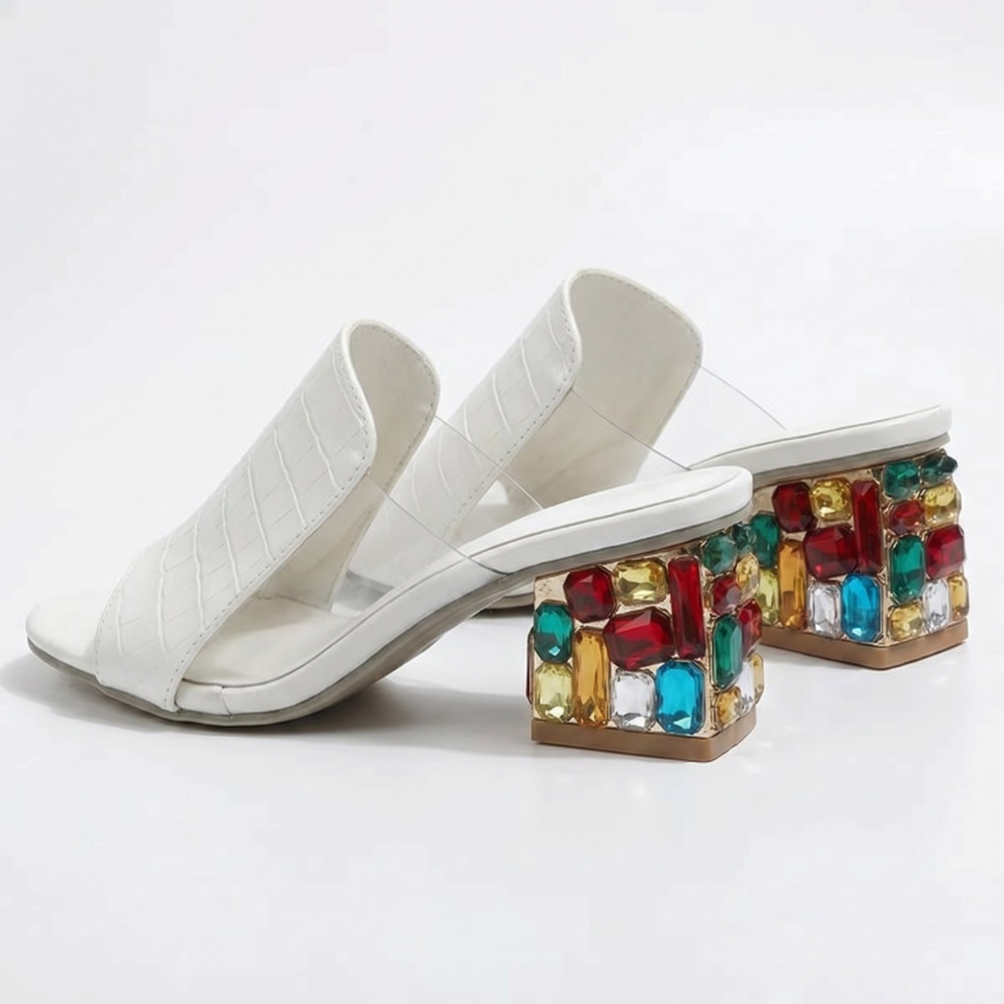 Clara - Women's Block Heel Sandals - Sandals - White - Taylor & Bennett