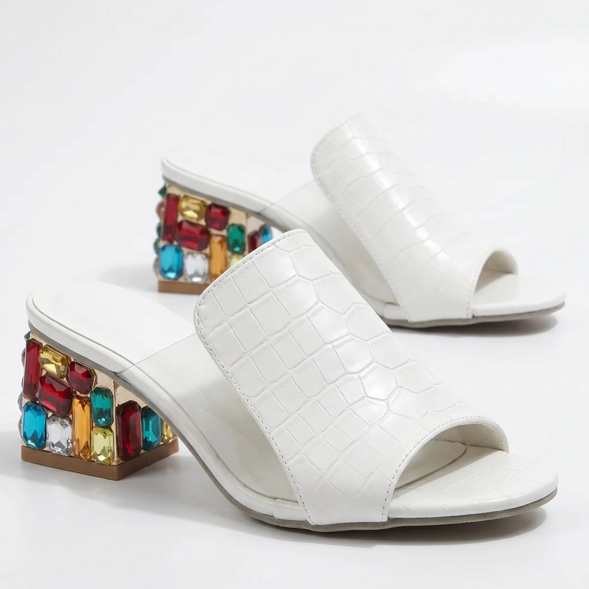 Clara - Women's Block Heel Sandals - Sandals - White - Taylor & Bennett