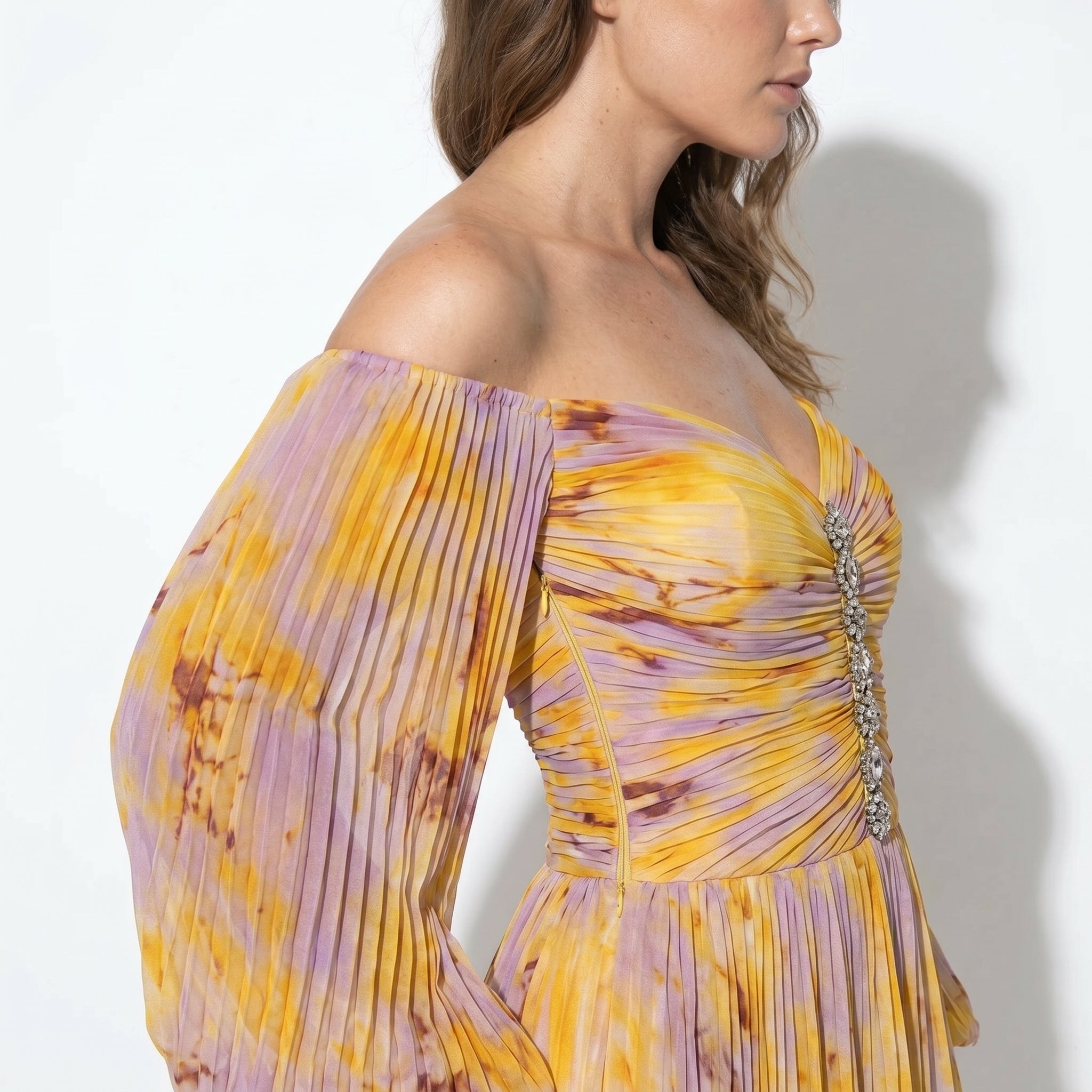 Clara - Women's Elegant Floral Maxi Dress - Dresses - Yellow - Taylor & Bennett