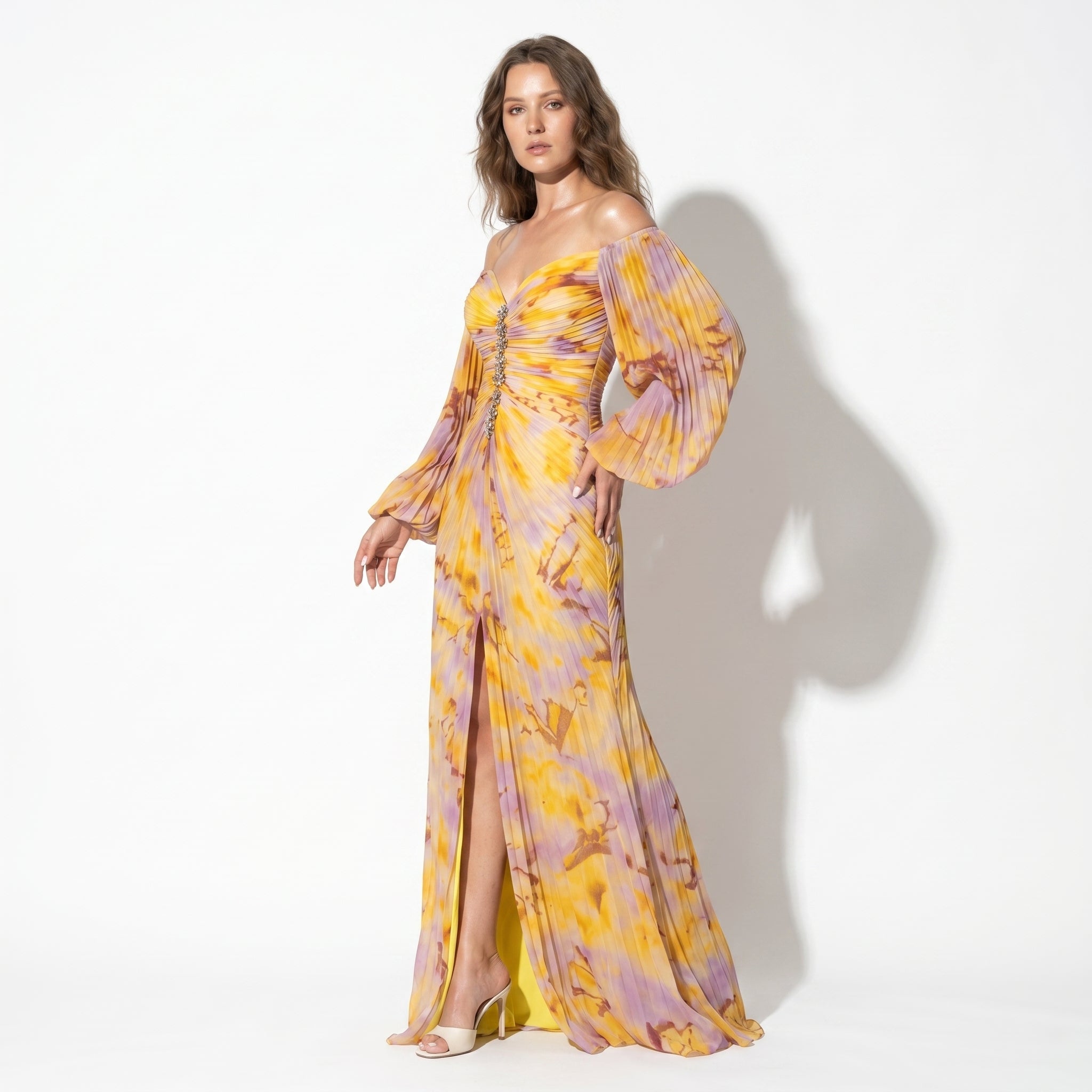 Clara - Women's Elegant Floral Maxi Dress - Dresses - Yellow - Taylor & Bennett