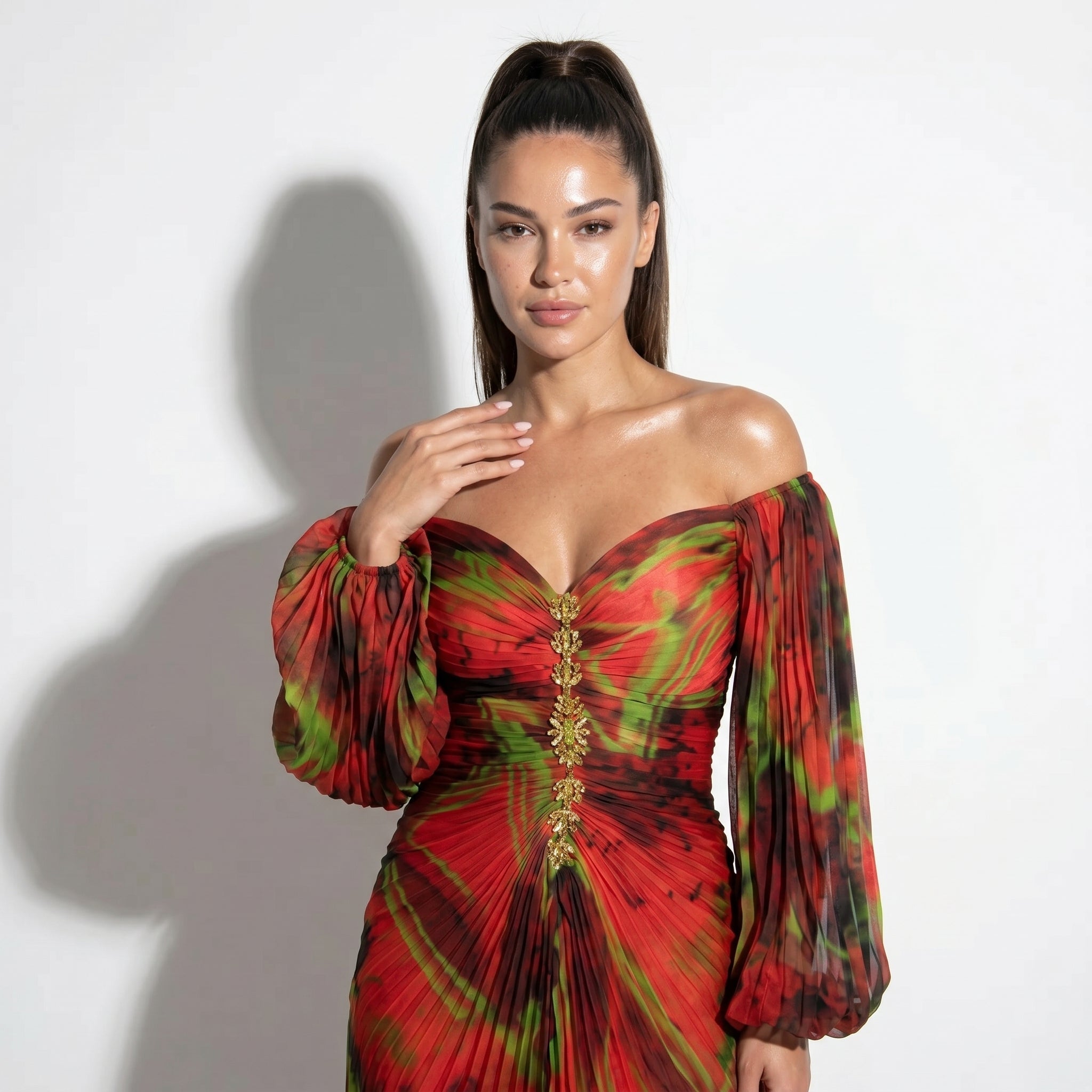 Clara - Women's Elegant Floral Maxi Dress - Dresses - Red - Taylor & Bennett