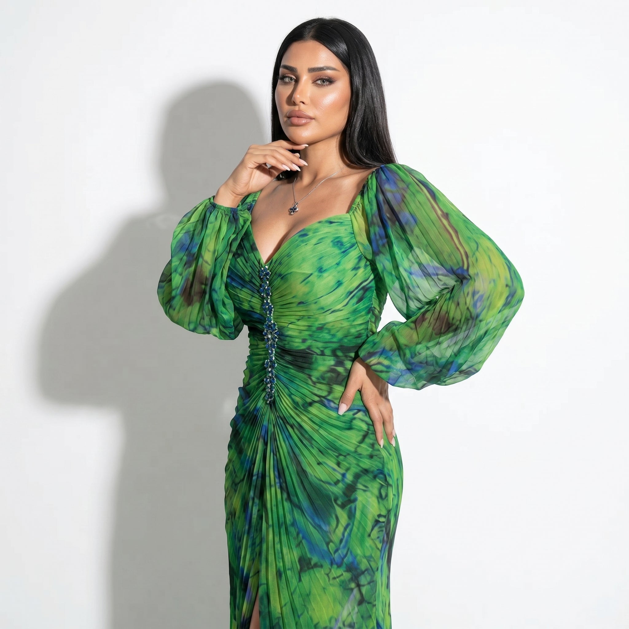 Clara - Women's Elegant Floral Maxi Dress - Dresses - Green - Taylor & Bennett