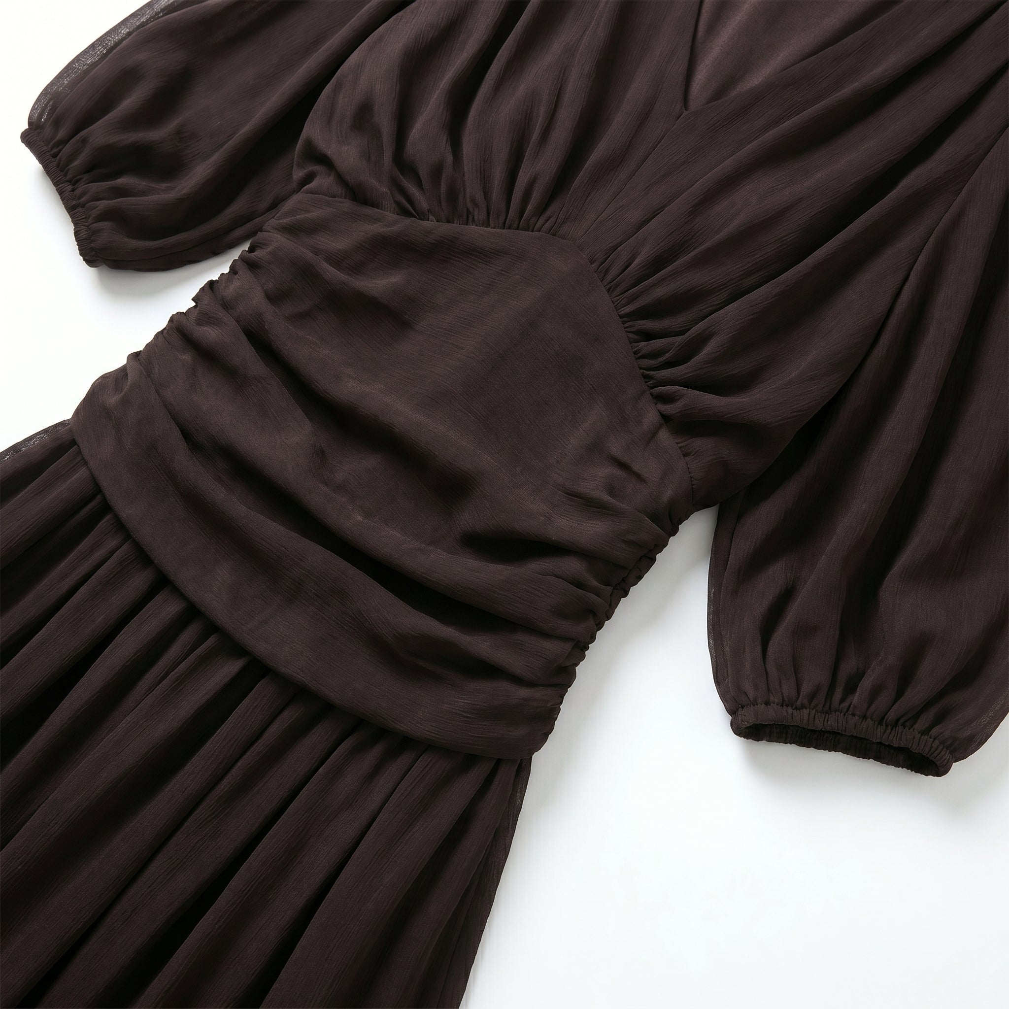Clara - Women's Off - Shoulder Ruched Evening Maxi Dress - Maxi Dress - Brown - Taylor & Bennett