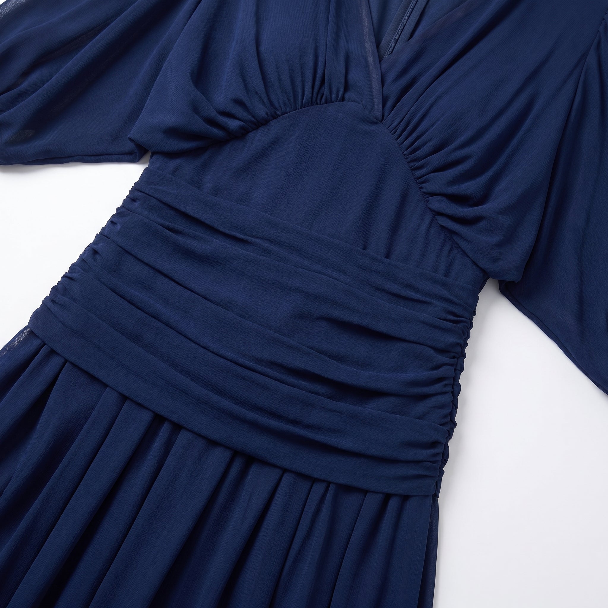 Clara - Women's Off - Shoulder Ruched Evening Maxi Dress - Maxi Dress - Blue - Taylor & Bennett
