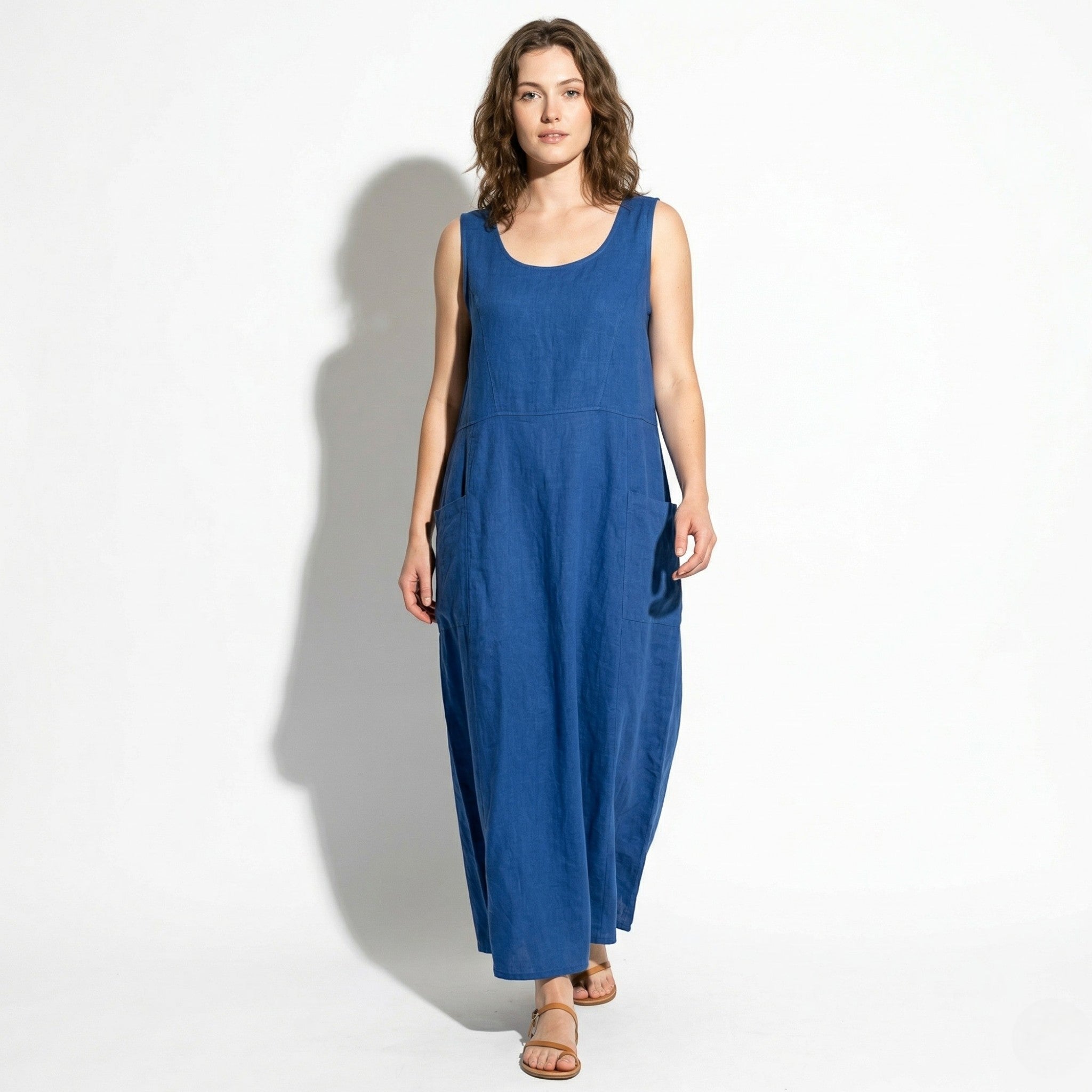 Clara - Women's Sleeveless Relaxed Fit Summer Maxi Dress - Dress - Blue - Taylor & Bennett