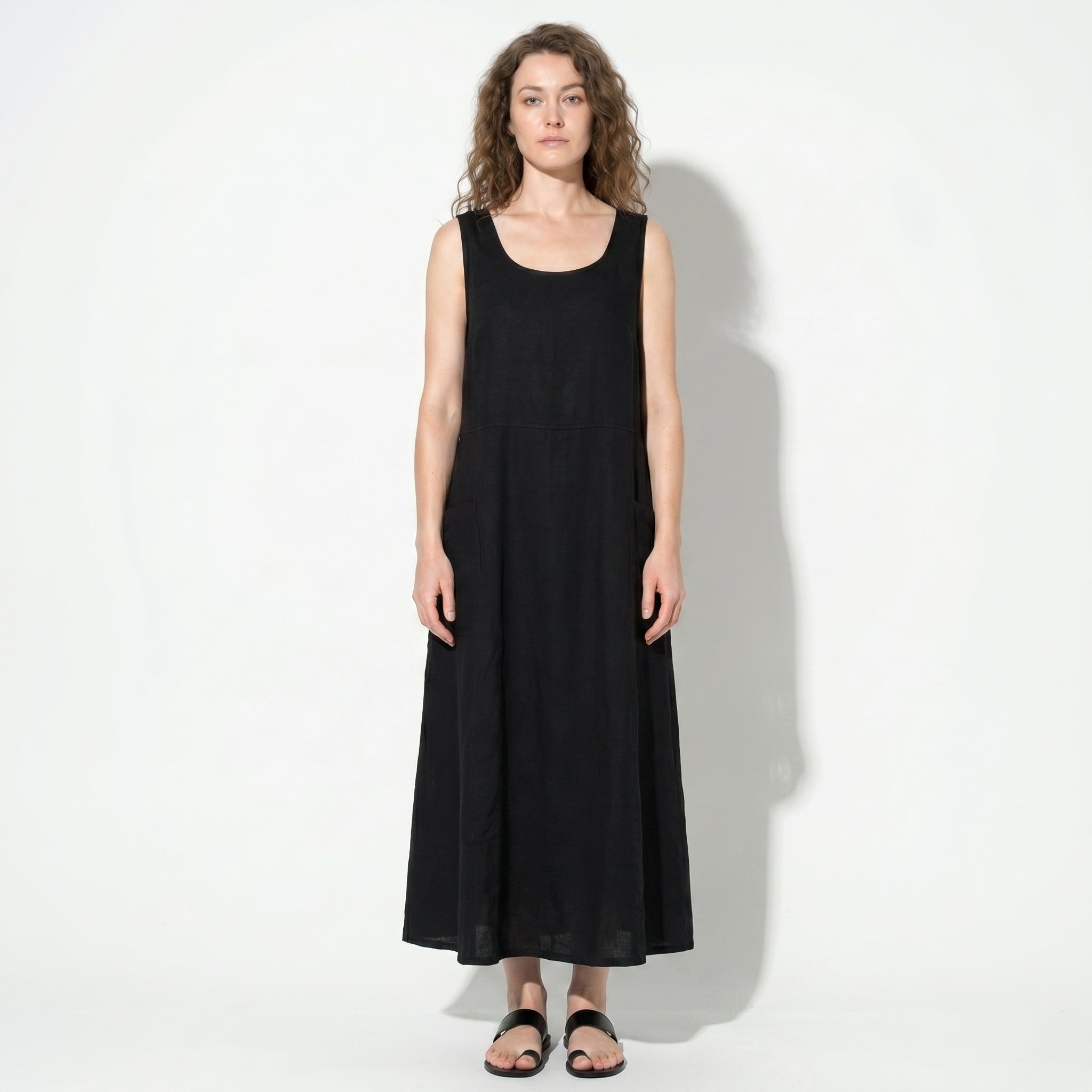 Clara - Women's Sleeveless Relaxed Fit Summer Maxi Dress - Dress - Black - Taylor & Bennett