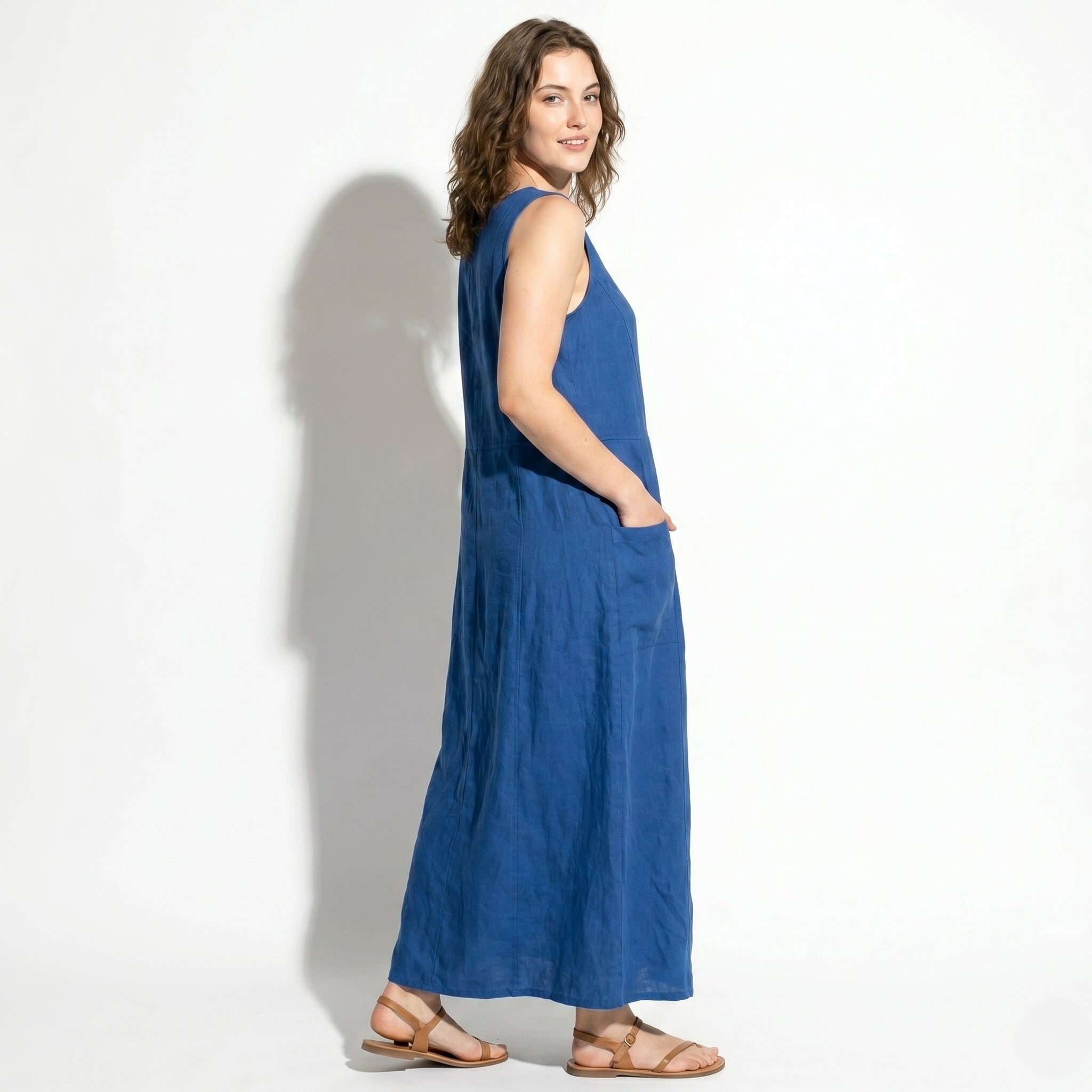 Clara - Women's Sleeveless Relaxed Fit Summer Maxi Dress - Dress - Blue - Taylor & Bennett