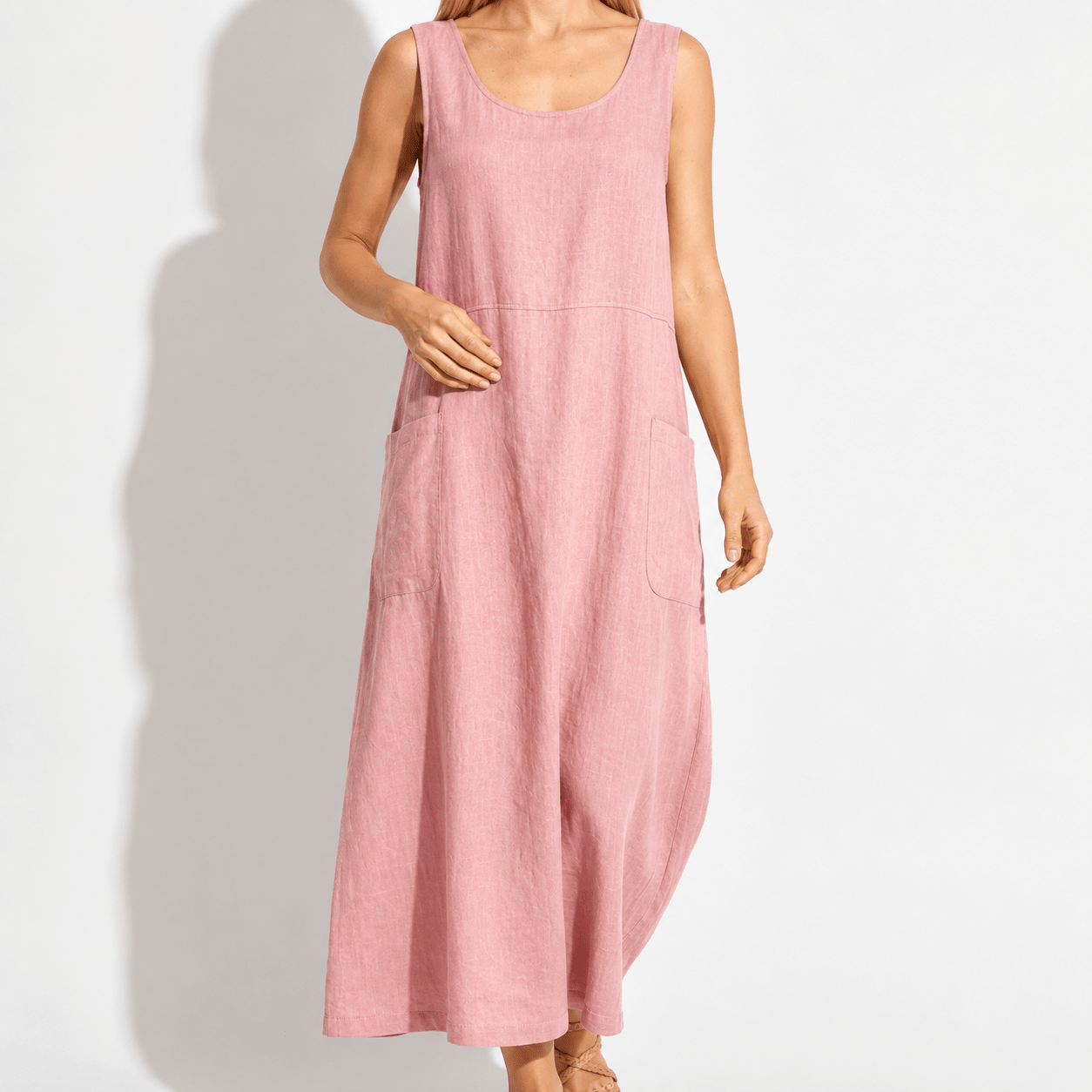 Clara - Women's Sleeveless Relaxed Fit Summer Maxi Dress - Dress - Pink - Taylor & Bennett