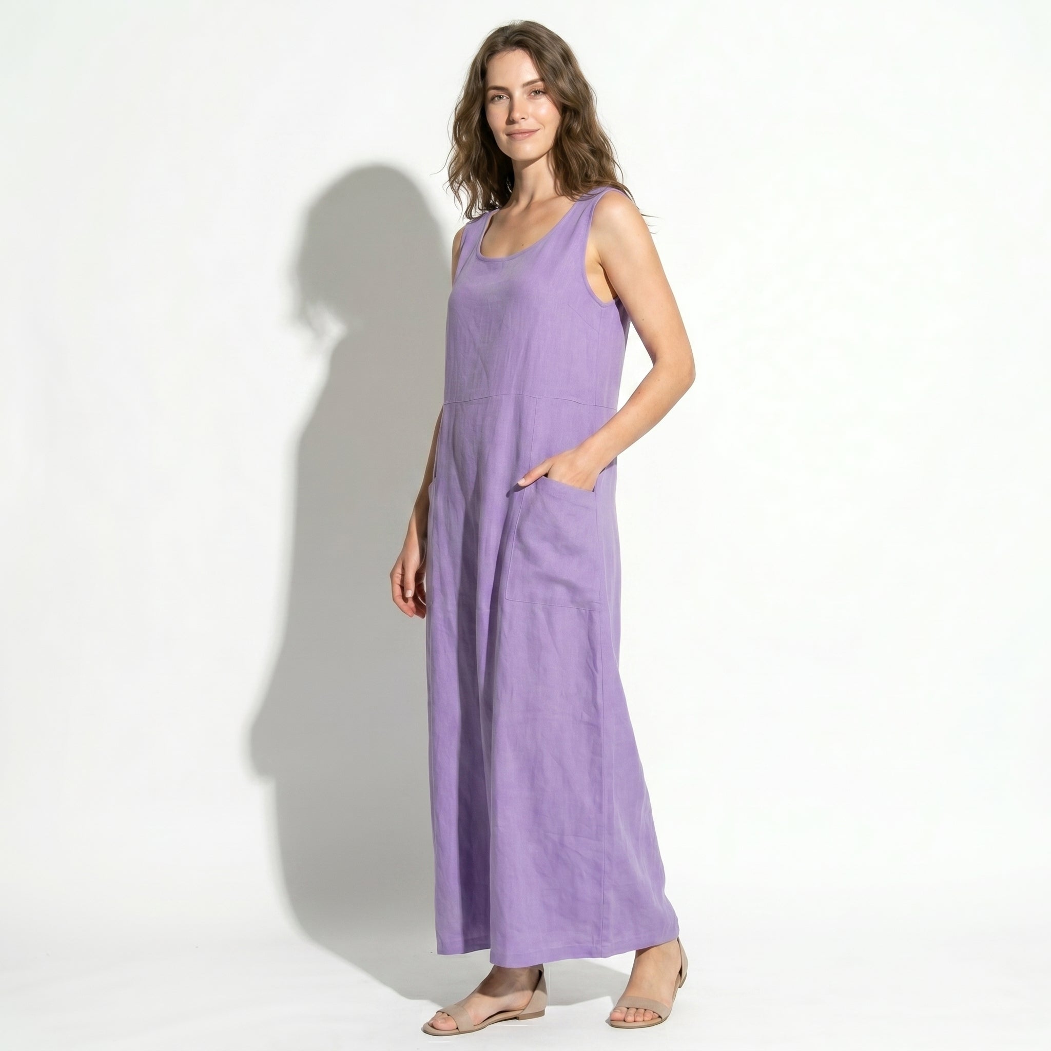 Clara - Women's Sleeveless Relaxed Fit Summer Maxi Dress - Dress - Purple - Taylor & Bennett