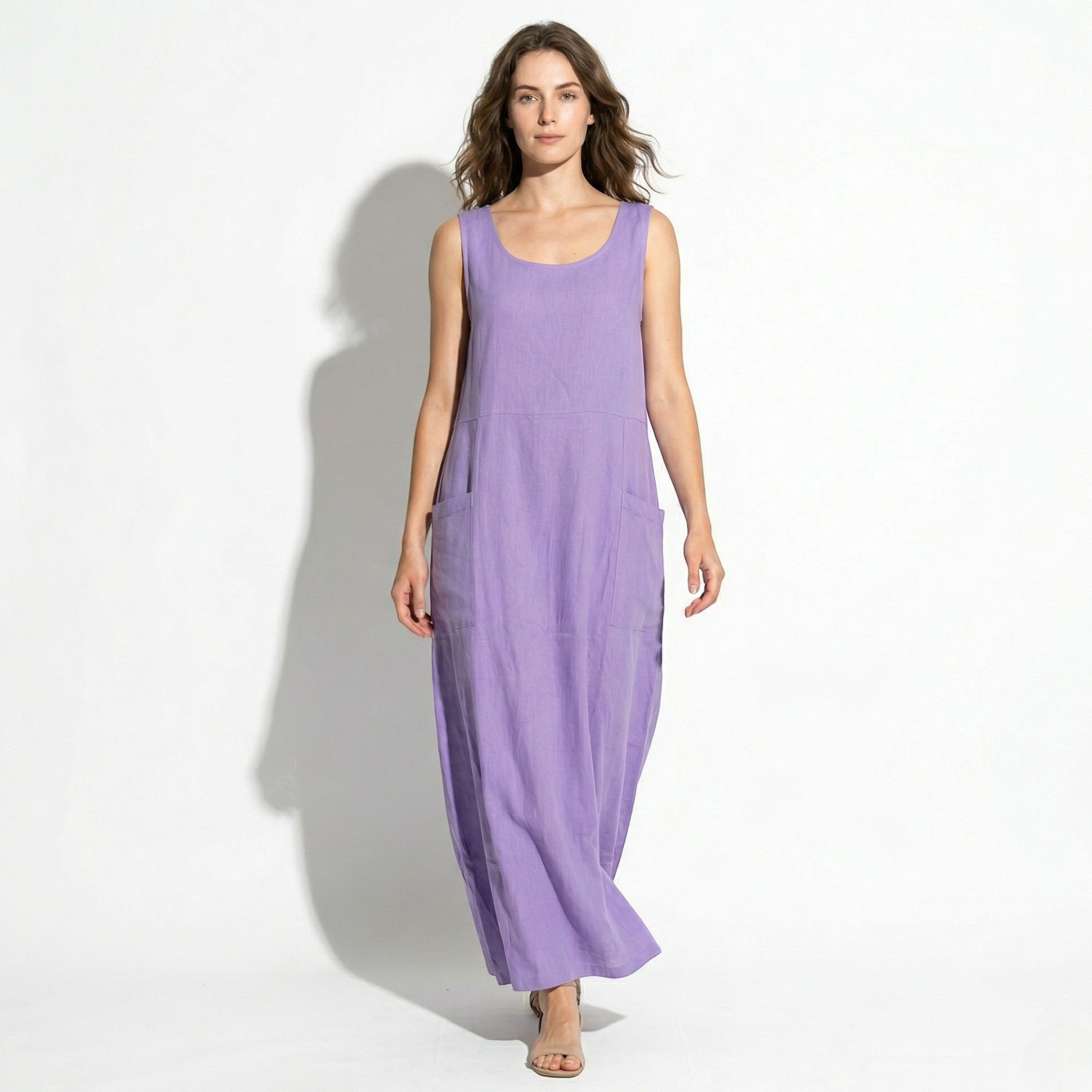 Clara - Women's Sleeveless Relaxed Fit Summer Maxi Dress - Dress - Purple - Taylor & Bennett