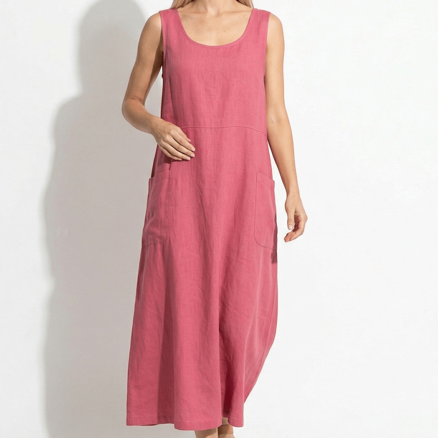 Clara - Women's Sleeveless Relaxed Fit Summer Maxi Dress - Dress - Pink - Taylor & Bennett