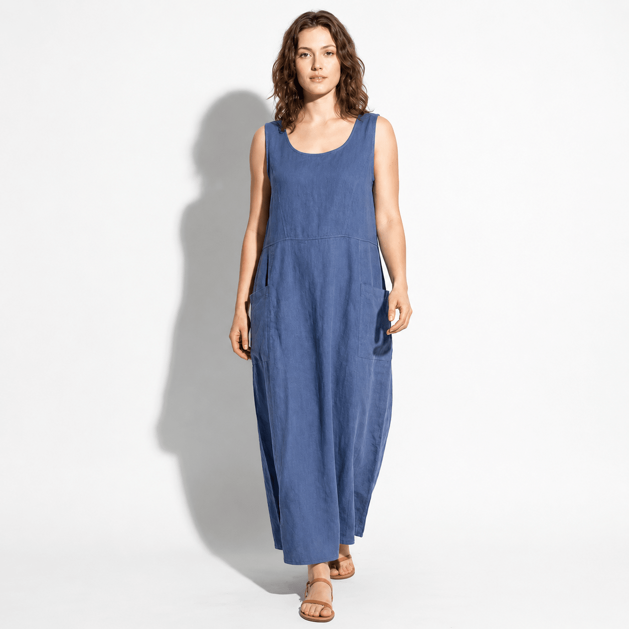 Clara - Women's Sleeveless Relaxed Fit Summer Maxi Dress - Dress - Blue - Taylor & Bennett