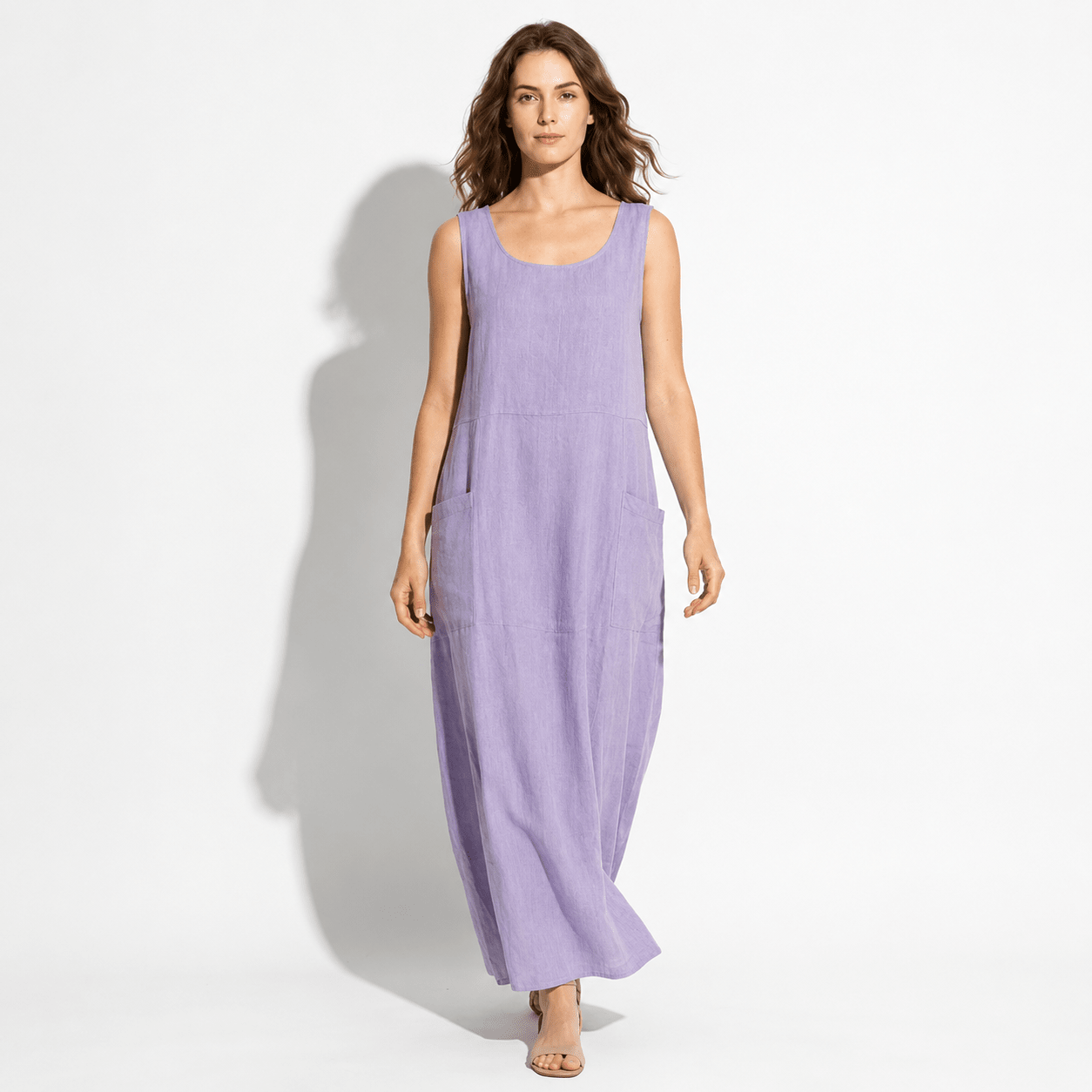 Clara - Women's Sleeveless Relaxed Fit Summer Maxi Dress - Dress - Purple - Taylor & Bennett