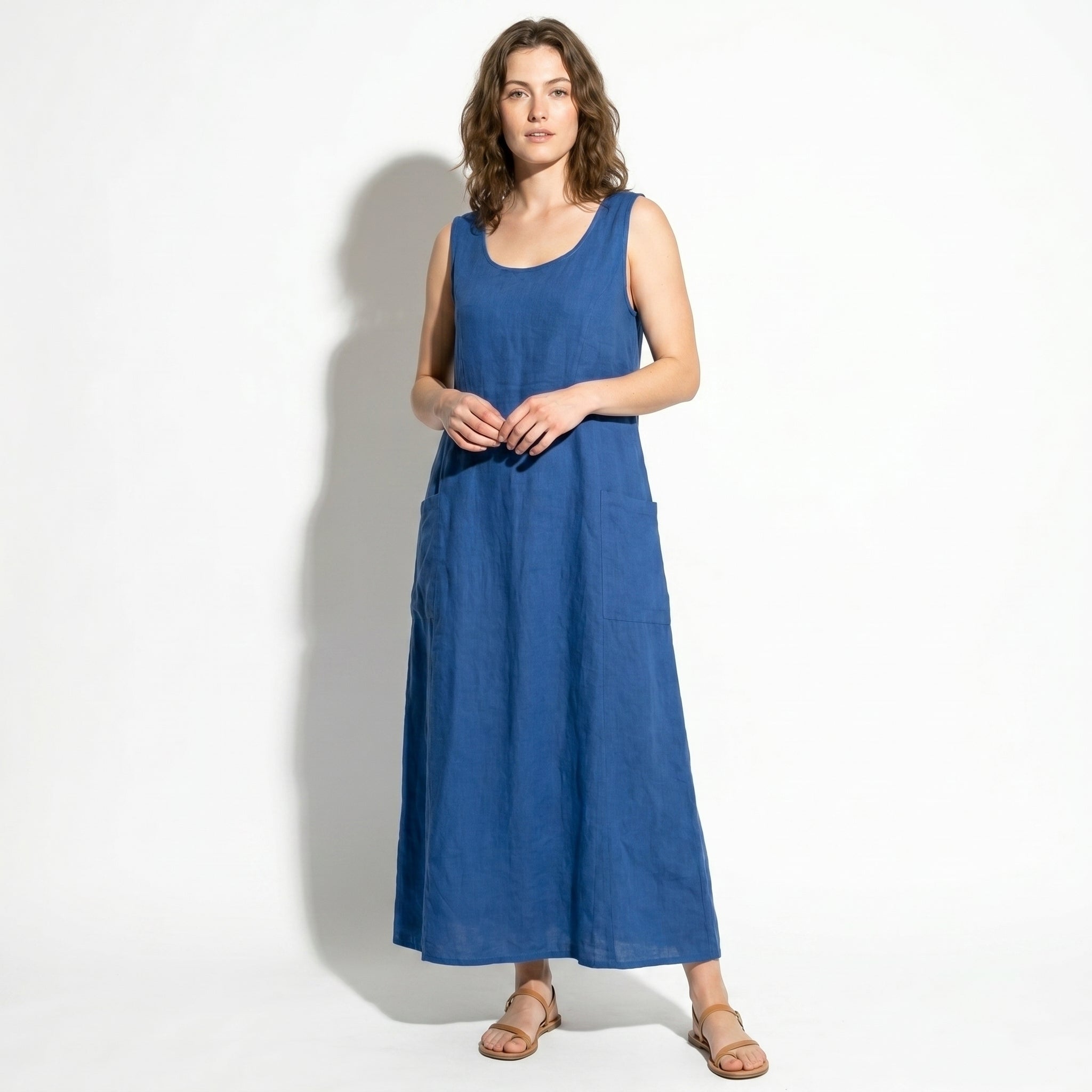 Clara - Women's Sleeveless Relaxed Fit Summer Maxi Dress - Dress - Blue - Taylor & Bennett