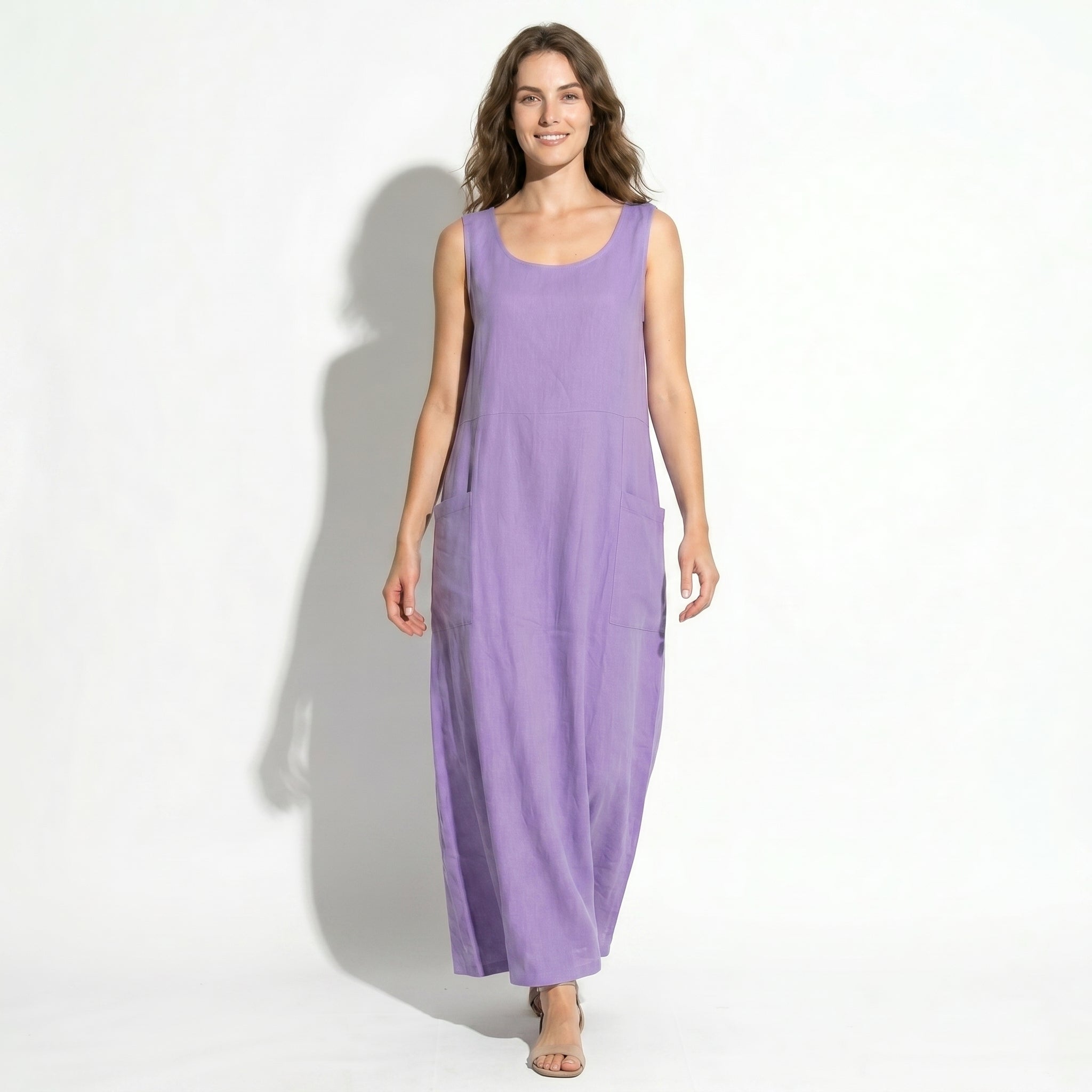 Clara - Women's Sleeveless Relaxed Fit Summer Maxi Dress - Dress - Purple - Taylor & Bennett