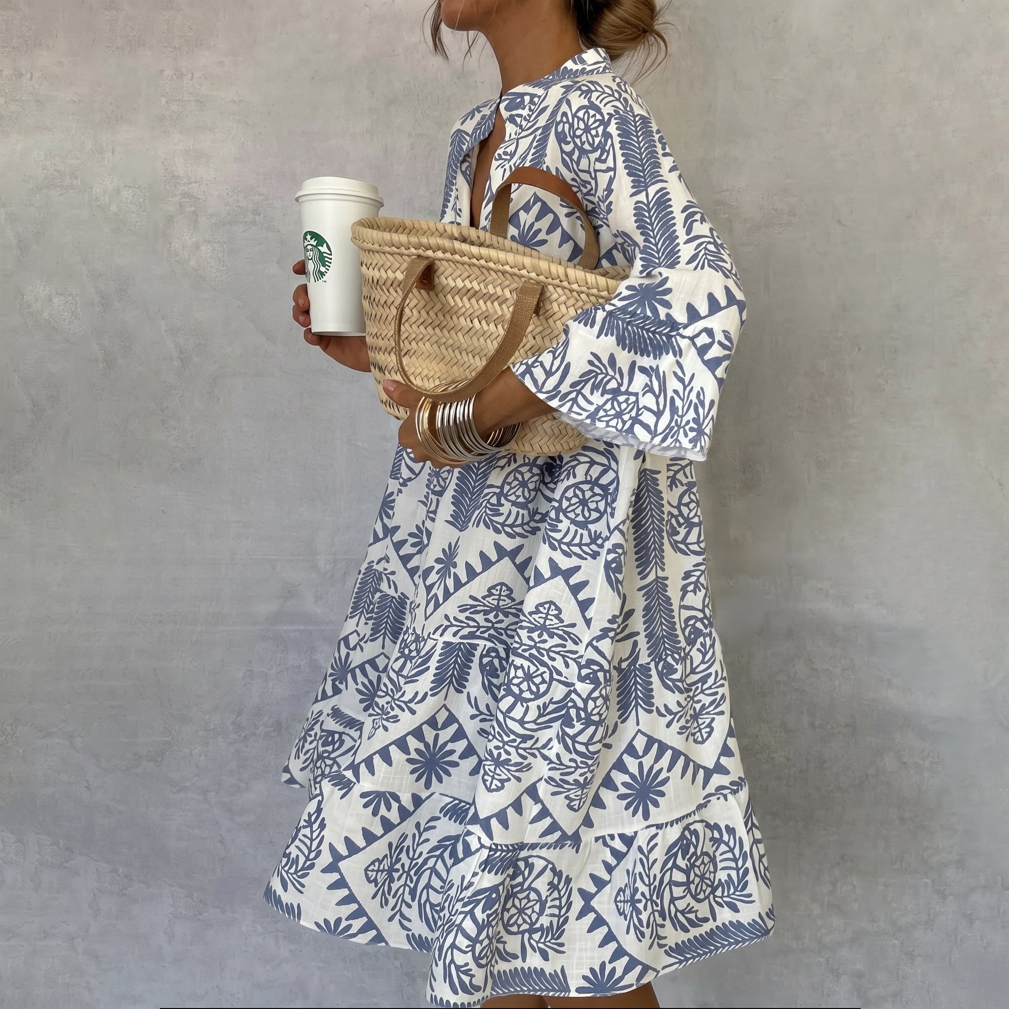 Clara - Women's Summer Button - Down Long Sleeve Midi Dress - Dress - Blue - Taylor & Bennett
